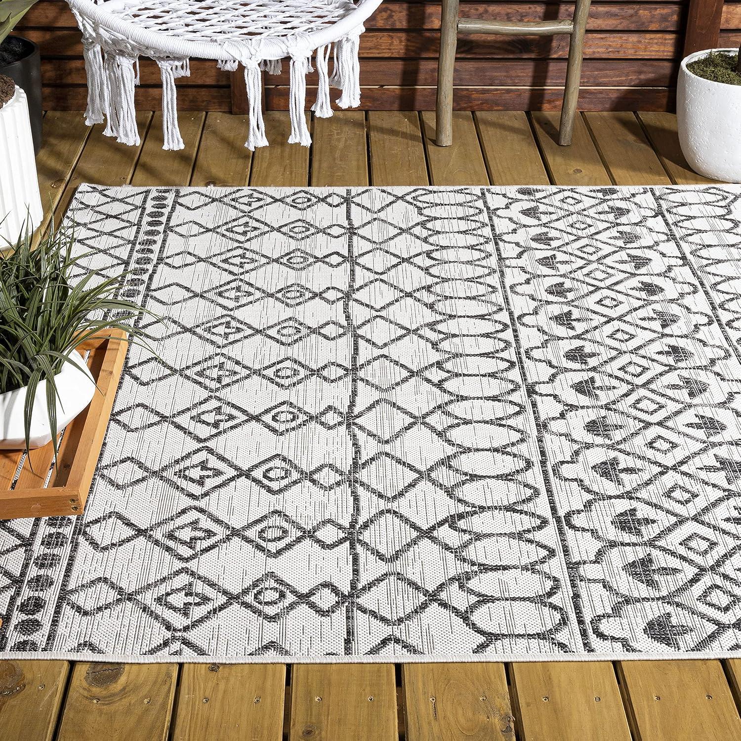 image:imageJONATHAN Y Tribal Bohemian Indoor Outdoor Area Rug 3X5 BlackIvory Kafel for Backyard Patio Porch EasyCleaning High Traffic PetFriendly NonShedding SMB130F3IvoryBlack