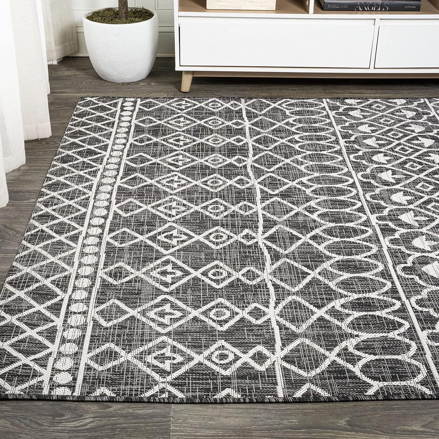 image:imageJONATHAN Y Tribal Bohemian Indoor Outdoor Area Rug 3X5 BlackIvory Kafel for Backyard Patio Porch EasyCleaning High Traffic PetFriendly NonShedding SMB130F3BlackIvory