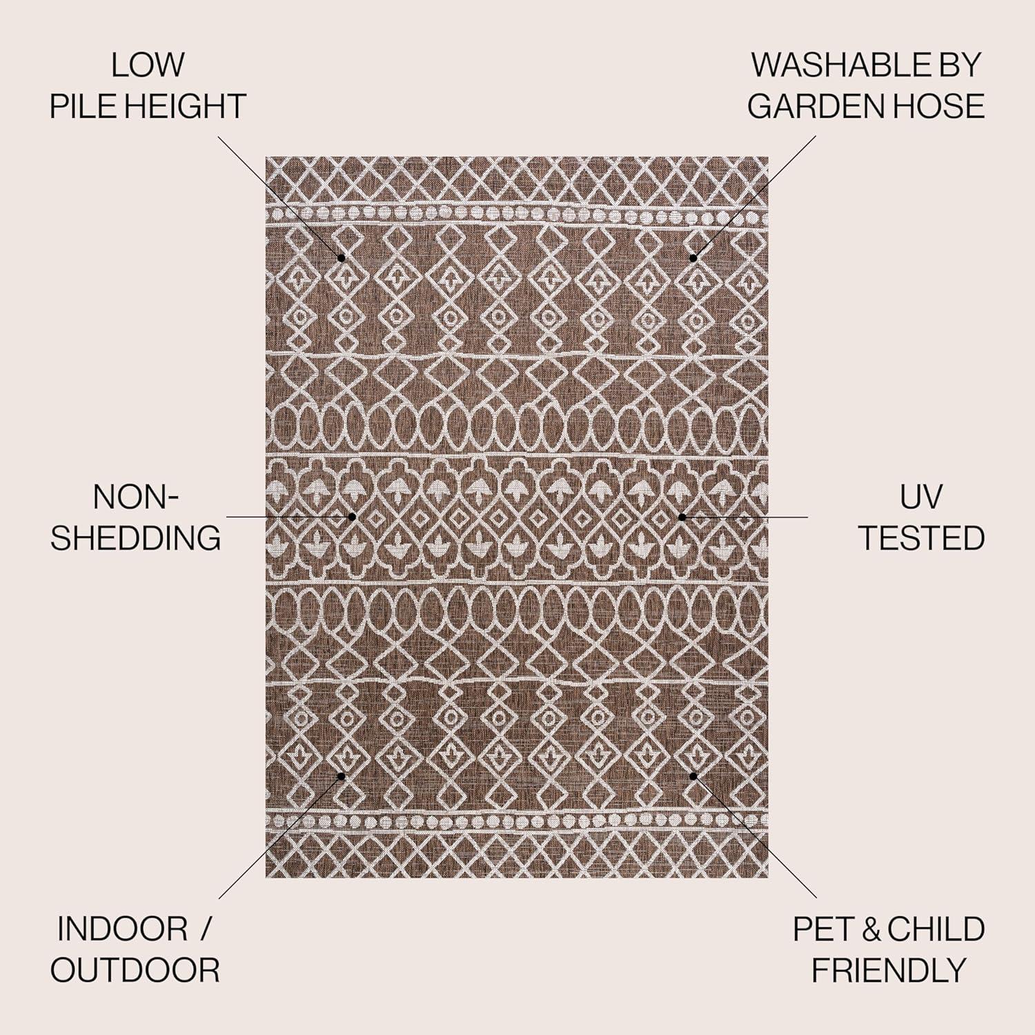 image:imageJONATHAN Y Tribal Bohemian Indoor Outdoor Area Rug 3X5 BlackIvory Kafel for Backyard Patio Porch EasyCleaning High Traffic PetFriendly NonShedding SMB130F3BrownBeige