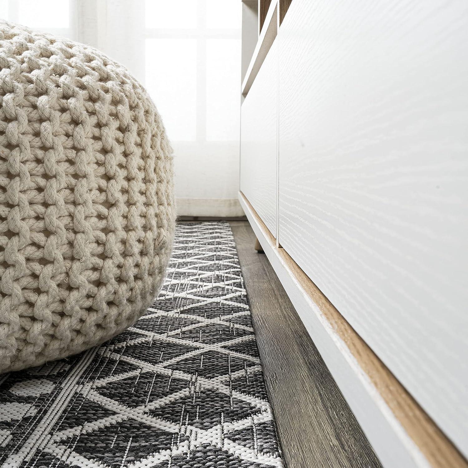 image:imageJONATHAN Y Tribal Bohemian Indoor Outdoor Area Rug 3X5 BlackIvory Kafel for Backyard Patio Porch EasyCleaning High Traffic PetFriendly NonShedding SMB130F3BlackIvory