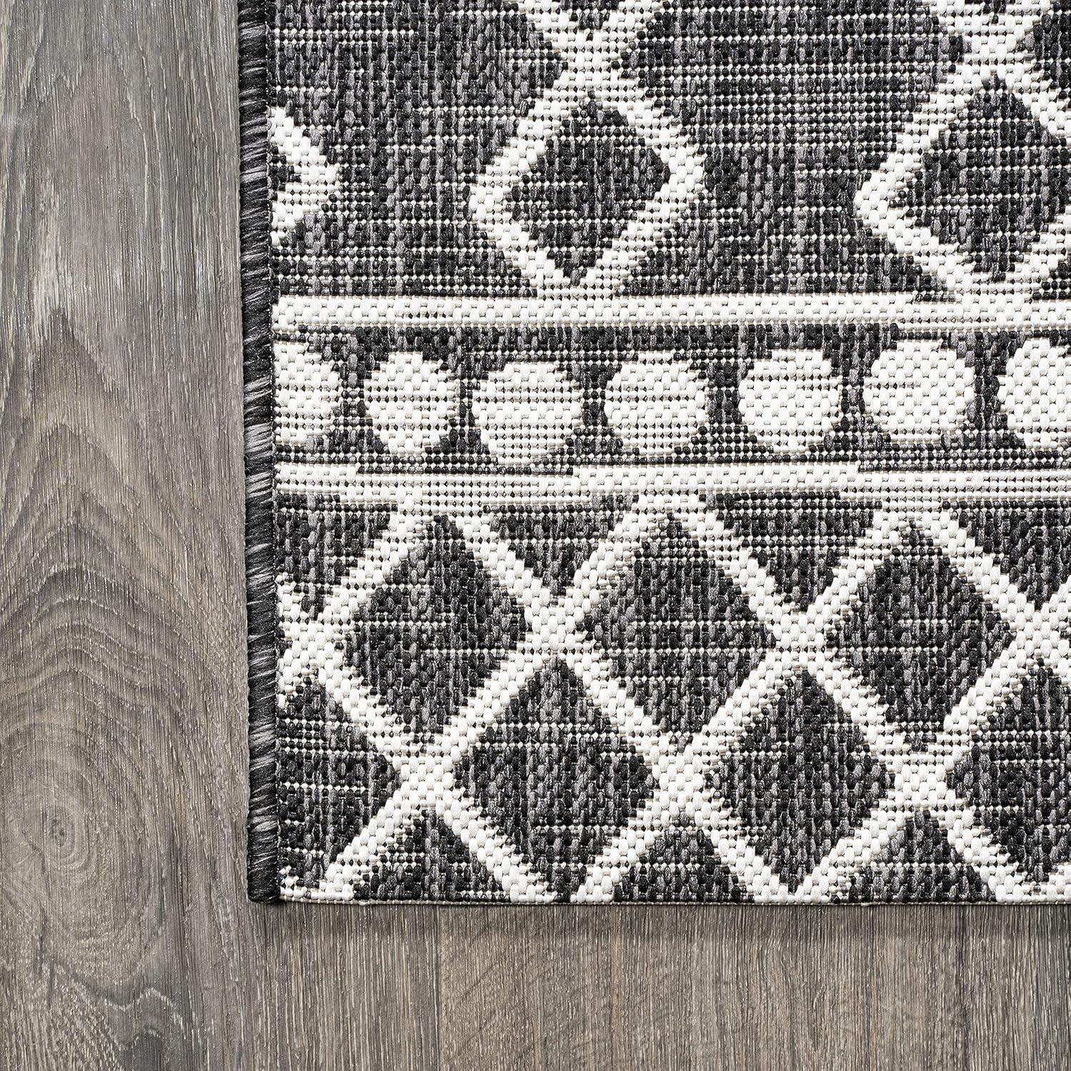 image:imageJONATHAN Y Tribal Bohemian Indoor Outdoor Area Rug 3X5 BlackIvory Kafel for Backyard Patio Porch EasyCleaning High Traffic PetFriendly NonShedding SMB130F3BlackIvory