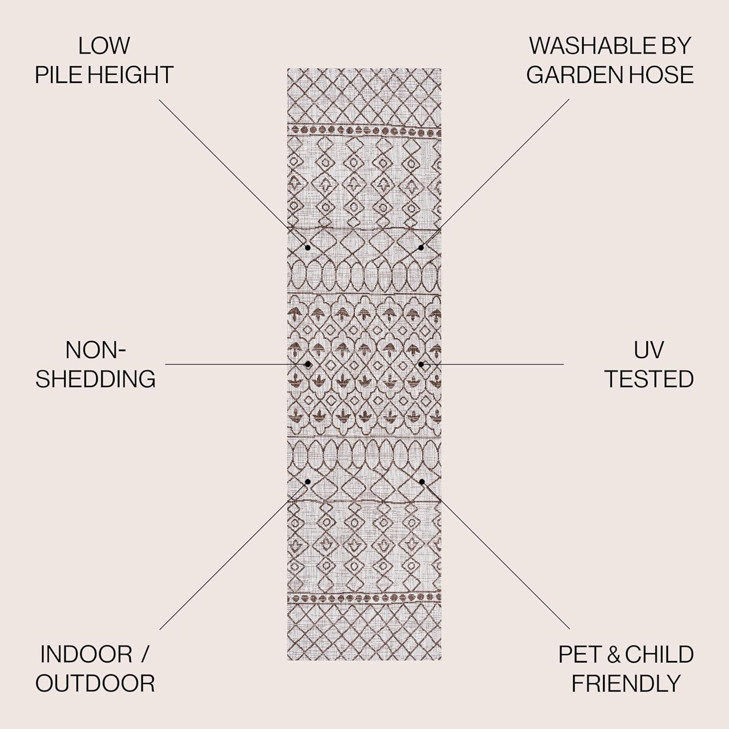 image:imageJONATHAN Y Tribal Bohemian Indoor Outdoor Area Rug 3X5 BlackIvory Kafel for Backyard Patio Porch EasyCleaning High Traffic PetFriendly NonShedding SMB130F3BeigeBrown