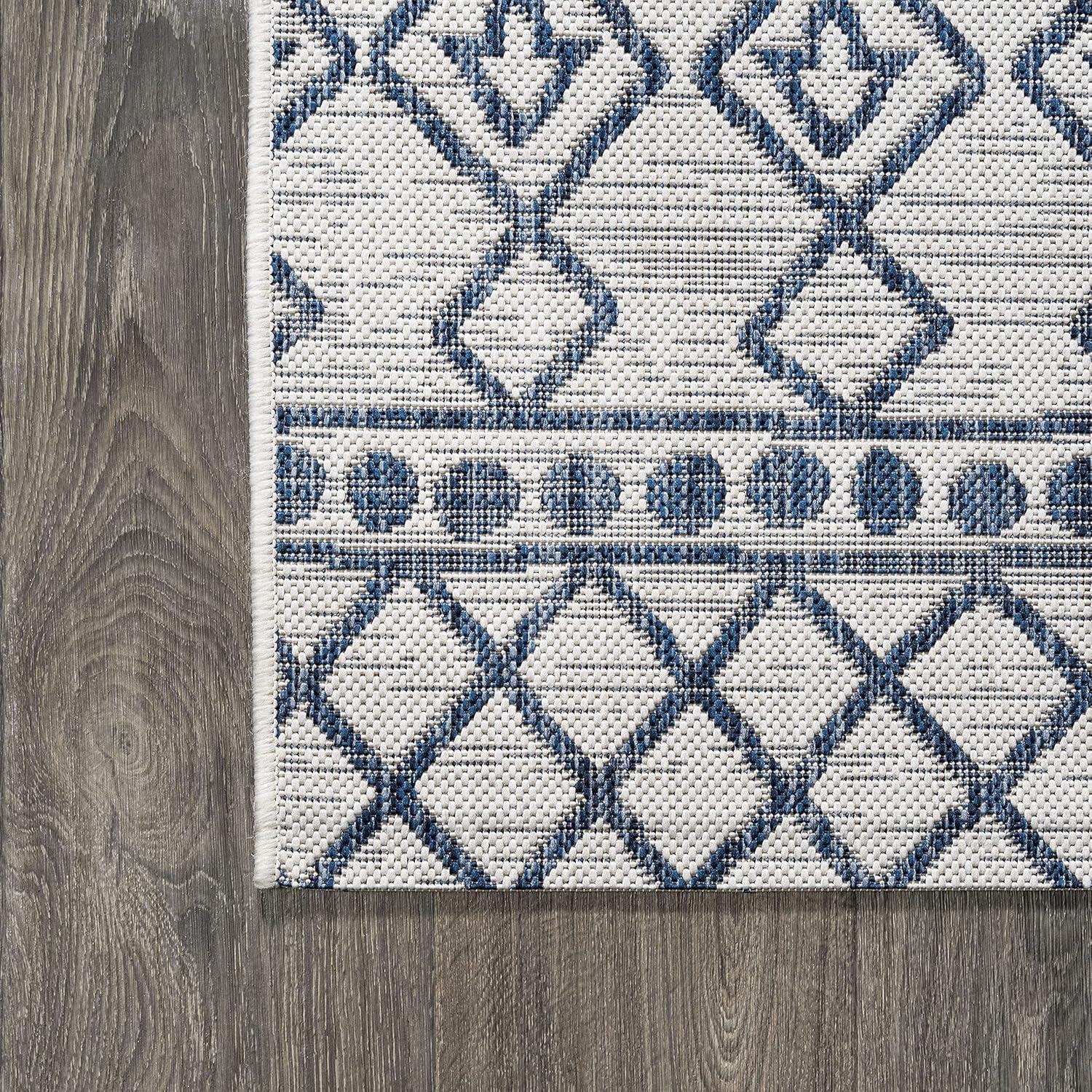 image:imageJONATHAN Y Tribal Bohemian Indoor Outdoor Area Rug 3X5 BlackIvory Kafel for Backyard Patio Porch EasyCleaning High Traffic PetFriendly NonShedding SMB130F3IvoryBlue