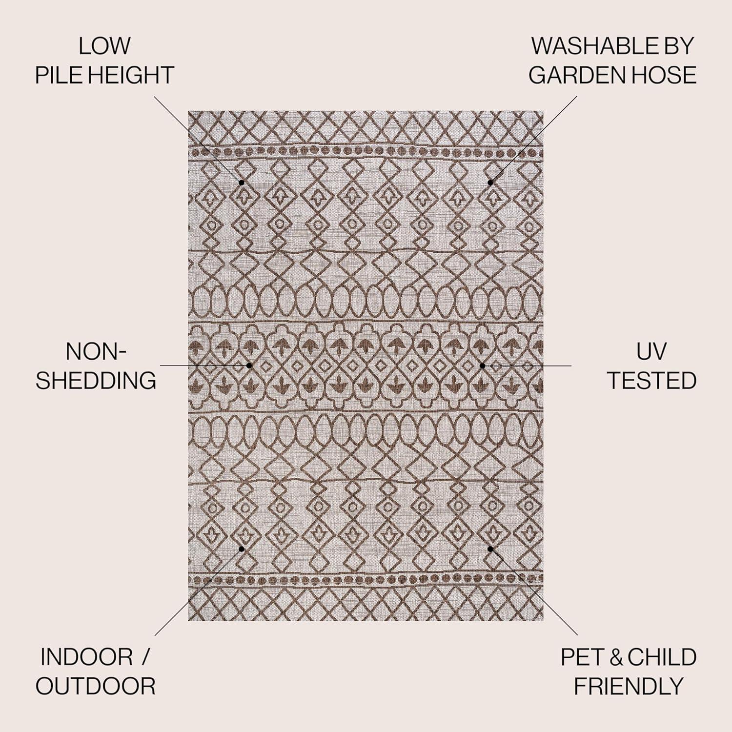 image:imageJONATHAN Y Tribal Bohemian Indoor Outdoor Area Rug 3X5 BlackIvory Kafel for Backyard Patio Porch EasyCleaning High Traffic PetFriendly NonShedding SMB130F3BeigeBrown
