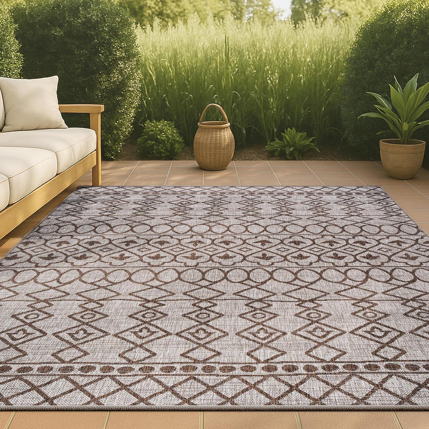 image:imageJONATHAN Y Tribal Bohemian Indoor Outdoor Area Rug 3X5 BlackIvory Kafel for Backyard Patio Porch EasyCleaning High Traffic PetFriendly NonShedding SMB130F3BeigeBrown