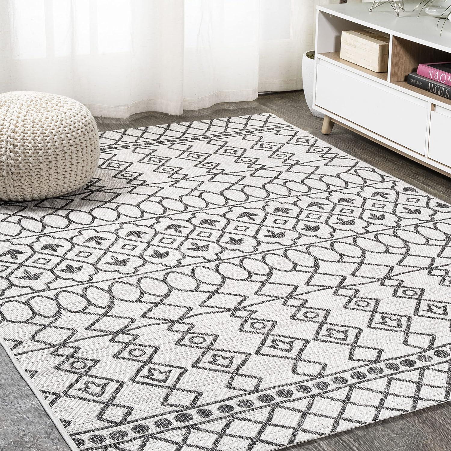 image:imageJONATHAN Y Tribal Bohemian Indoor Outdoor Area Rug 3X5 BlackIvory Kafel for Backyard Patio Porch EasyCleaning High Traffic PetFriendly NonShedding SMB130F3IvoryBlack