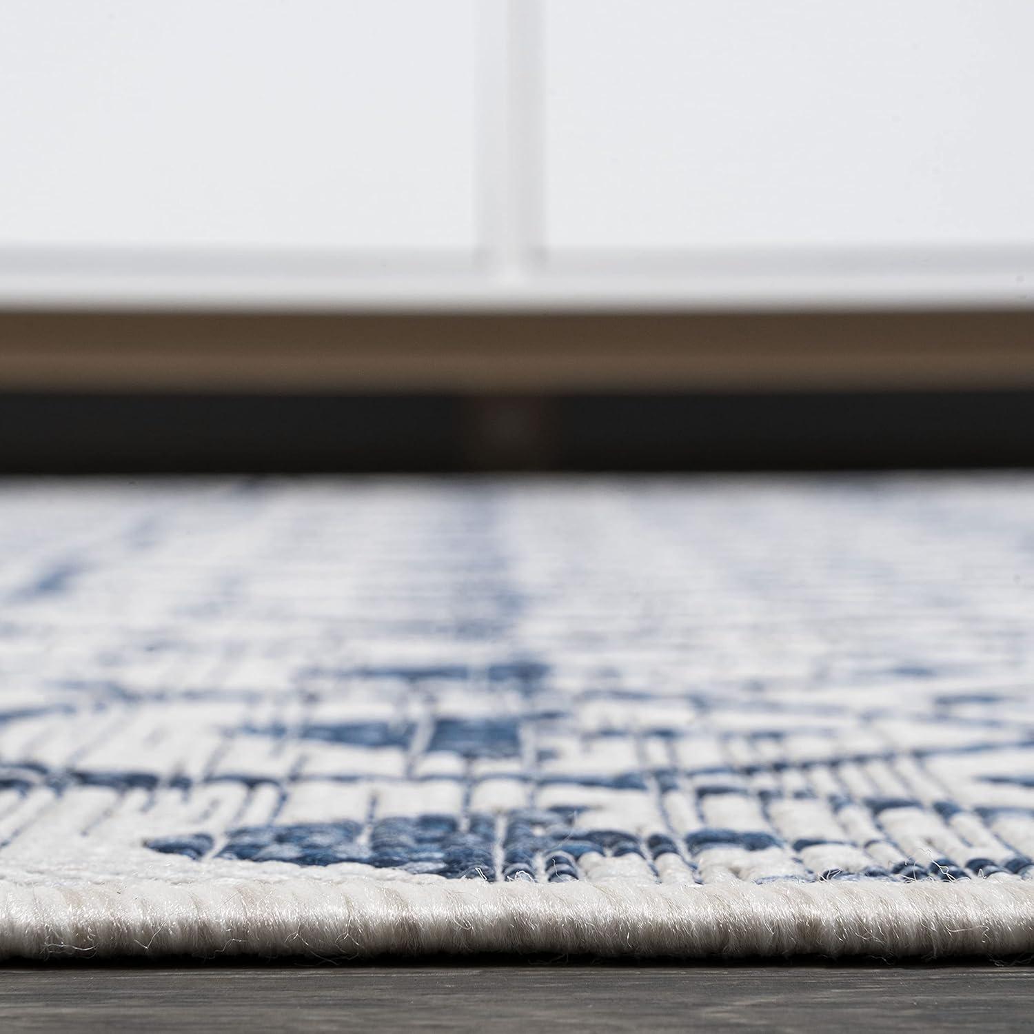 image:imageJONATHAN Y Tribal Bohemian Indoor Outdoor Area Rug 3X5 BlackIvory Kafel for Backyard Patio Porch EasyCleaning High Traffic PetFriendly NonShedding SMB130F3IvoryBlue
