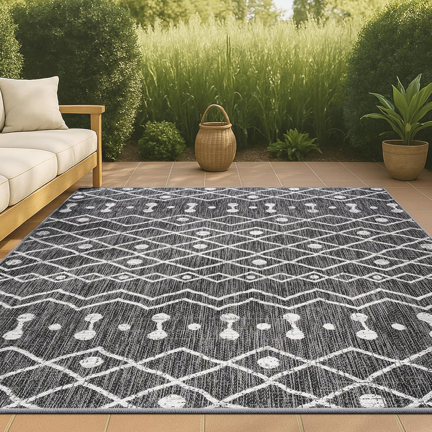 image:imageJONATHAN Y Tribal Bohemian Indoor Outdoor Area Rug 3X5 BrownBeige Nokat for Backyard Patio Porch EasyCleaning High Traffic PetFriendly NonShedding SMB131B3BlackIvory