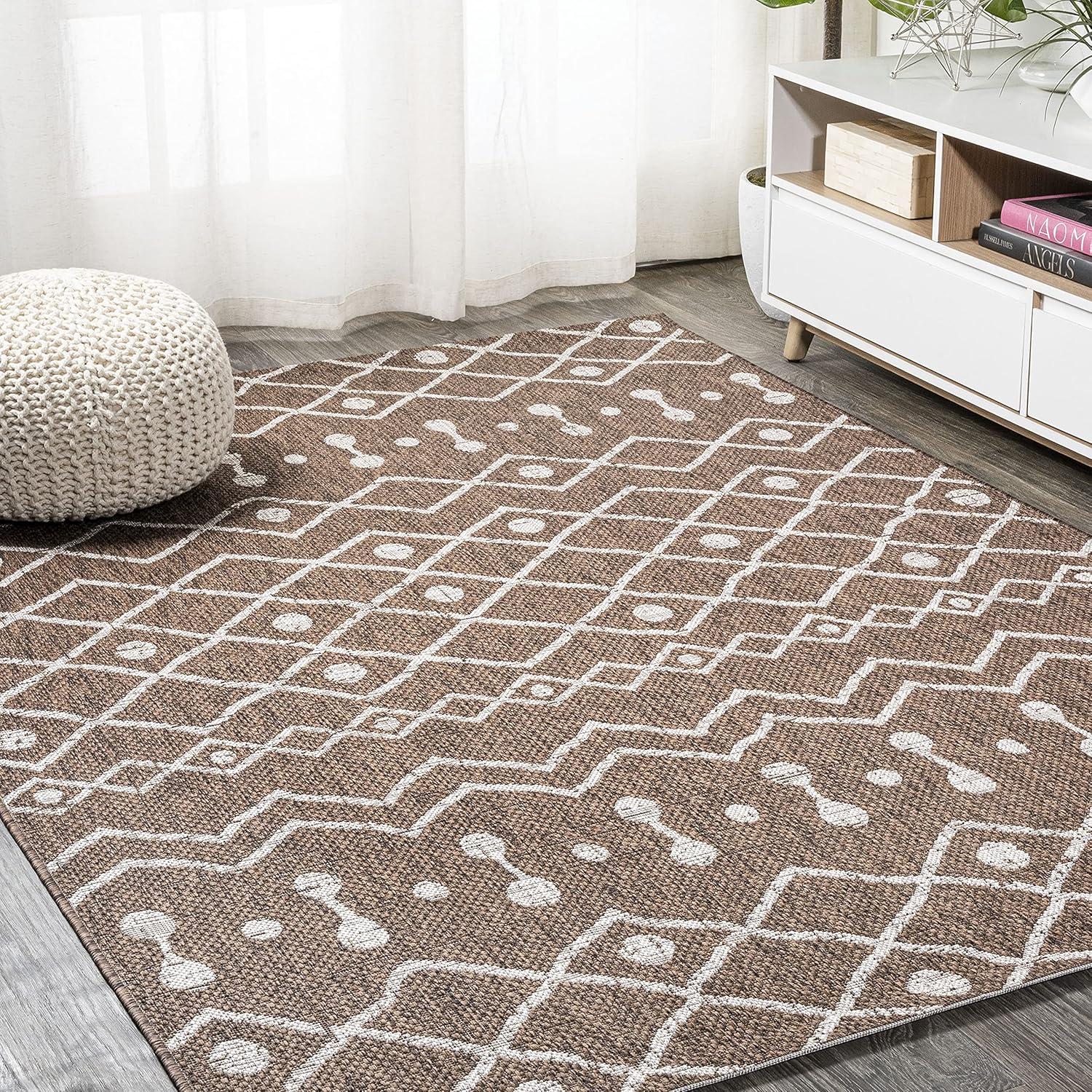 image:imageJONATHAN Y Tribal Bohemian Indoor Outdoor Area Rug 3X5 BrownBeige Nokat for Backyard Patio Porch EasyCleaning High Traffic PetFriendly NonShedding SMB131B3BrownBeige