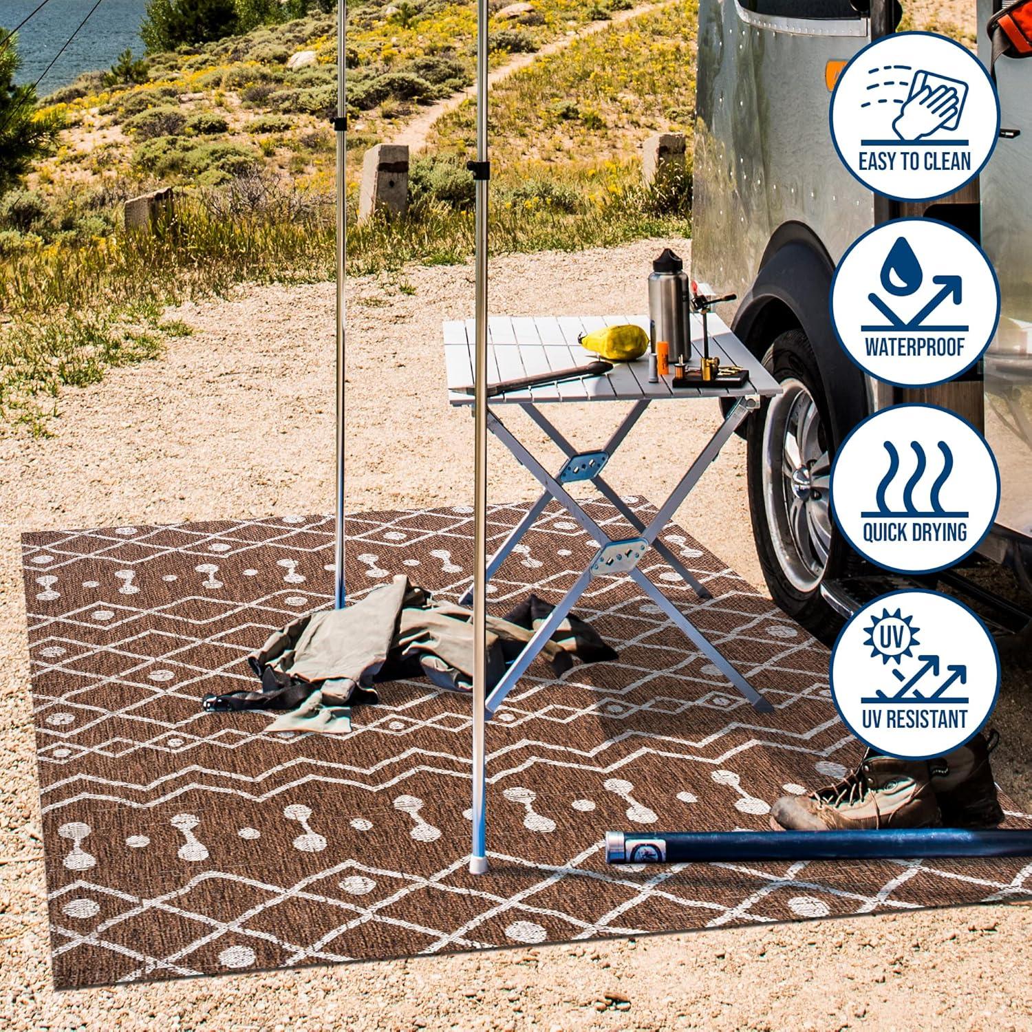 image:imageJONATHAN Y Tribal Bohemian Indoor Outdoor Area Rug 3X5 BrownBeige Nokat for Backyard Patio Porch EasyCleaning High Traffic PetFriendly NonShedding SMB131B3BrownBeige