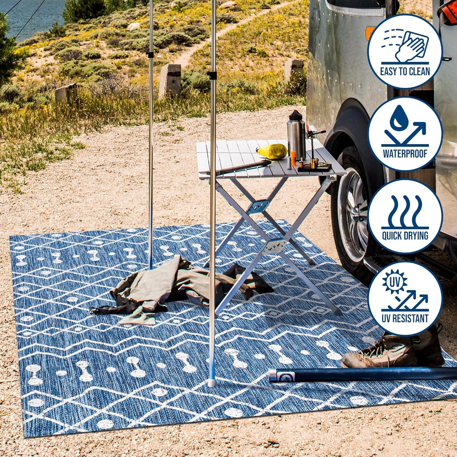 image:imageJONATHAN Y Tribal Bohemian Indoor Outdoor Area Rug 3X5 BrownBeige Nokat for Backyard Patio Porch EasyCleaning High Traffic PetFriendly NonShedding SMB131B3BlueIvory