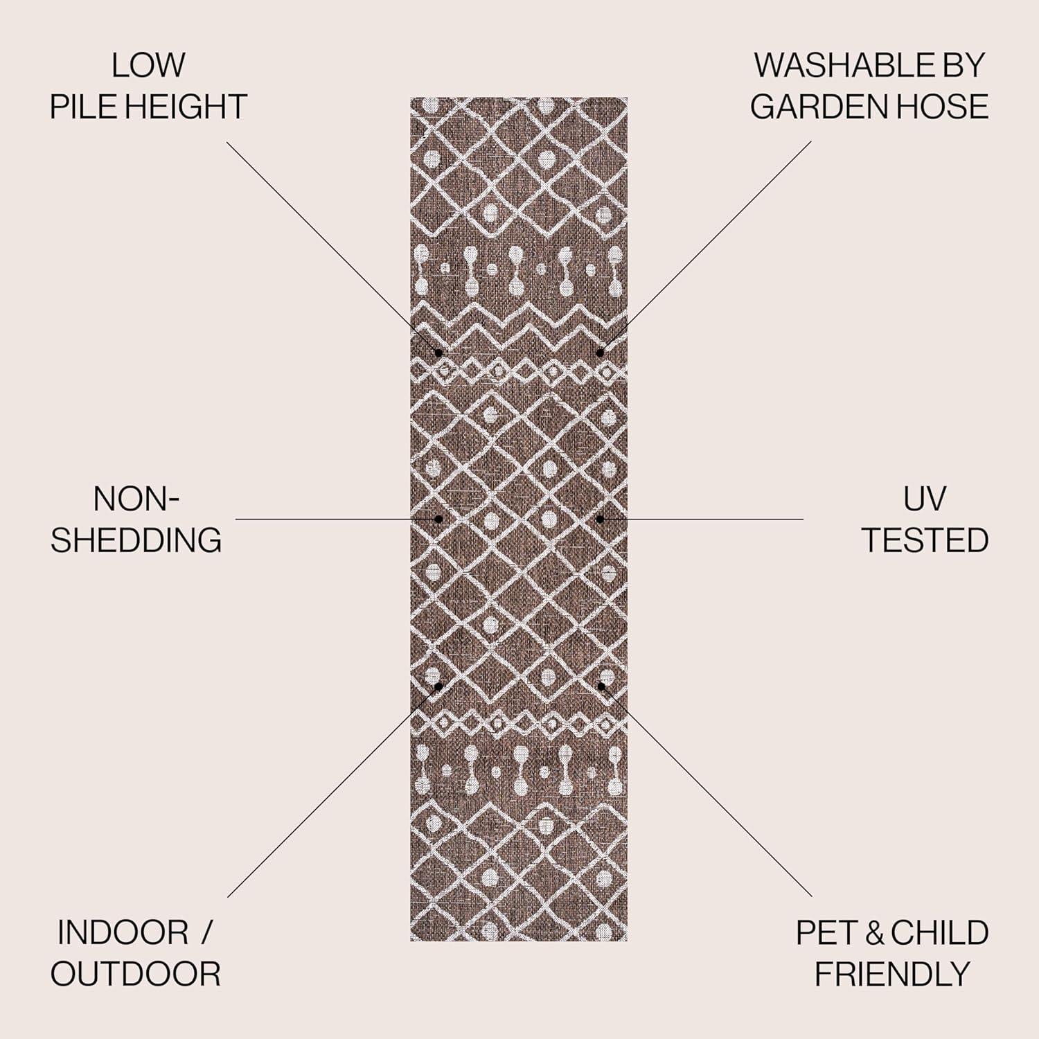 image:imageJONATHAN Y Tribal Bohemian Indoor Outdoor Area Rug 3X5 BrownBeige Nokat for Backyard Patio Porch EasyCleaning High Traffic PetFriendly NonShedding SMB131B3BrownBeige