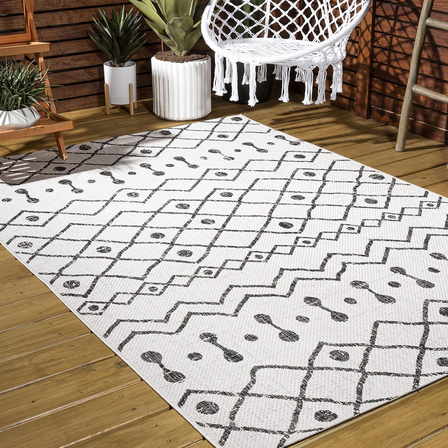 image:imageJONATHAN Y Tribal Bohemian Indoor Outdoor Area Rug 3X5 BrownBeige Nokat for Backyard Patio Porch EasyCleaning High Traffic PetFriendly NonShedding SMB131B3IvoryBlack