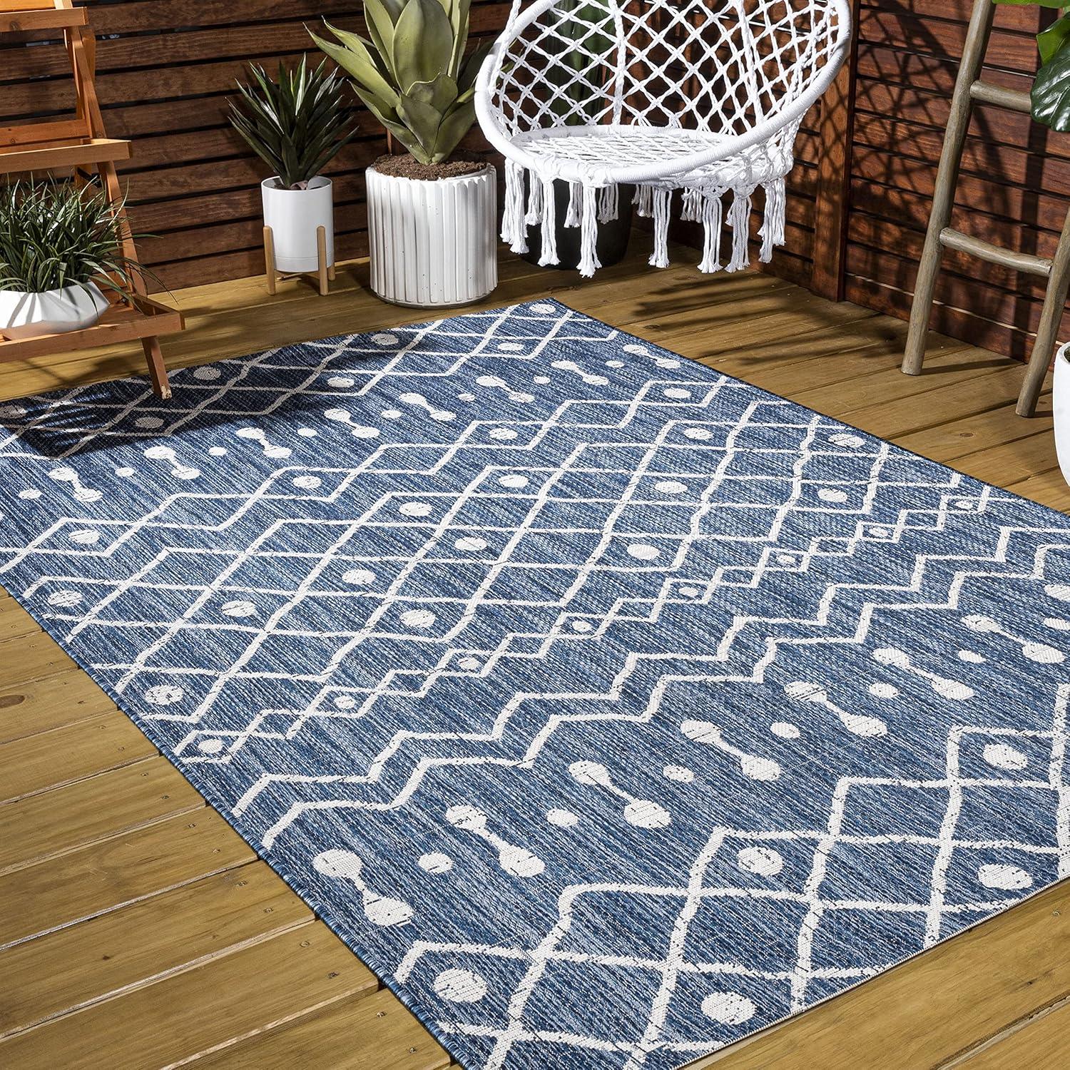 image:imageJONATHAN Y Tribal Bohemian Indoor Outdoor Area Rug 3X5 BrownBeige Nokat for Backyard Patio Porch EasyCleaning High Traffic PetFriendly NonShedding SMB131B3BlueIvory