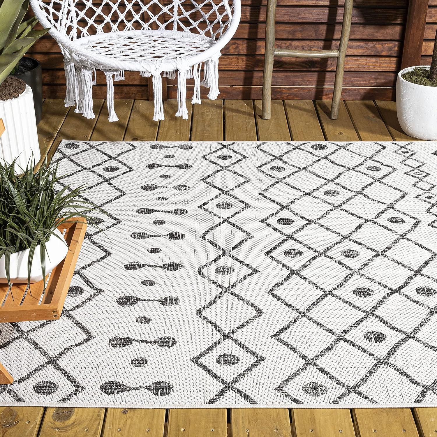 image:imageJONATHAN Y Tribal Bohemian Indoor Outdoor Area Rug 3X5 BrownBeige Nokat for Backyard Patio Porch EasyCleaning High Traffic PetFriendly NonShedding SMB131B3IvoryBlack