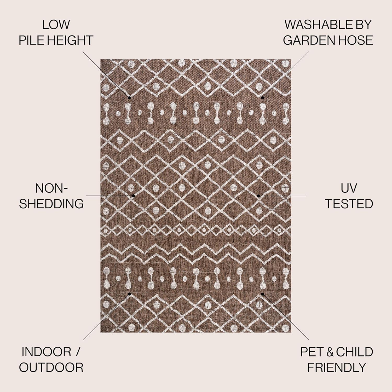 image:imageJONATHAN Y Tribal Bohemian Indoor Outdoor Area Rug 3X5 BrownBeige Nokat for Backyard Patio Porch EasyCleaning High Traffic PetFriendly NonShedding SMB131B3BrownBeige