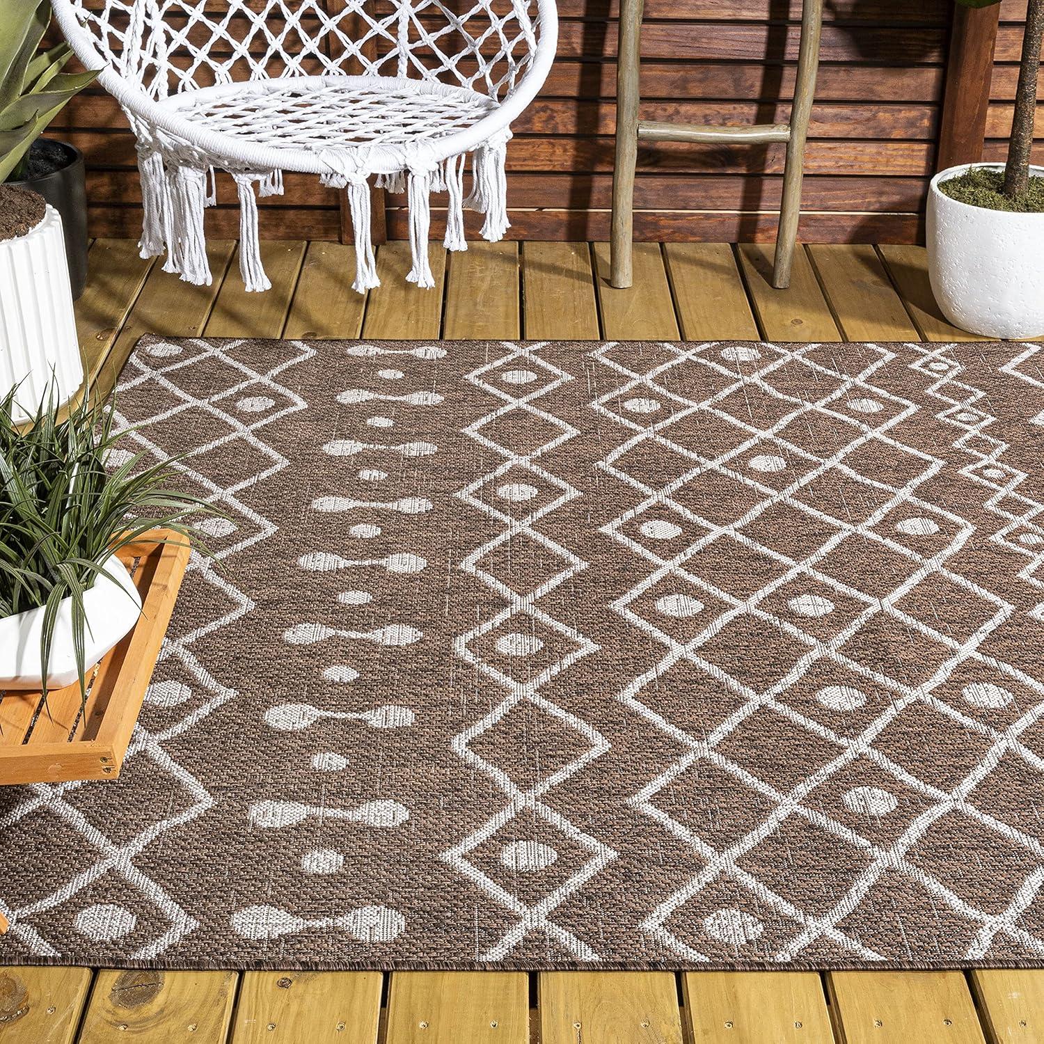 image:imageJONATHAN Y Tribal Bohemian Indoor Outdoor Area Rug 3X5 BrownBeige Nokat for Backyard Patio Porch EasyCleaning High Traffic PetFriendly NonShedding SMB131B3BrownBeige