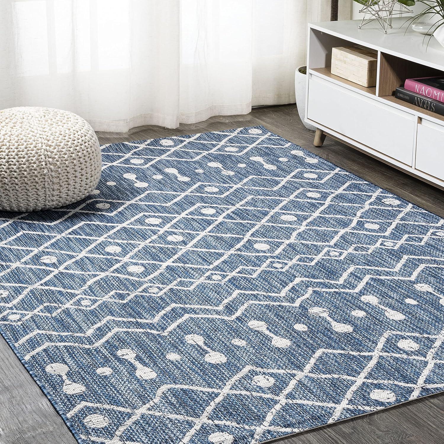 image:imageJONATHAN Y Tribal Bohemian Indoor Outdoor Area Rug 3X5 BrownBeige Nokat for Backyard Patio Porch EasyCleaning High Traffic PetFriendly NonShedding SMB131B3BlueIvory
