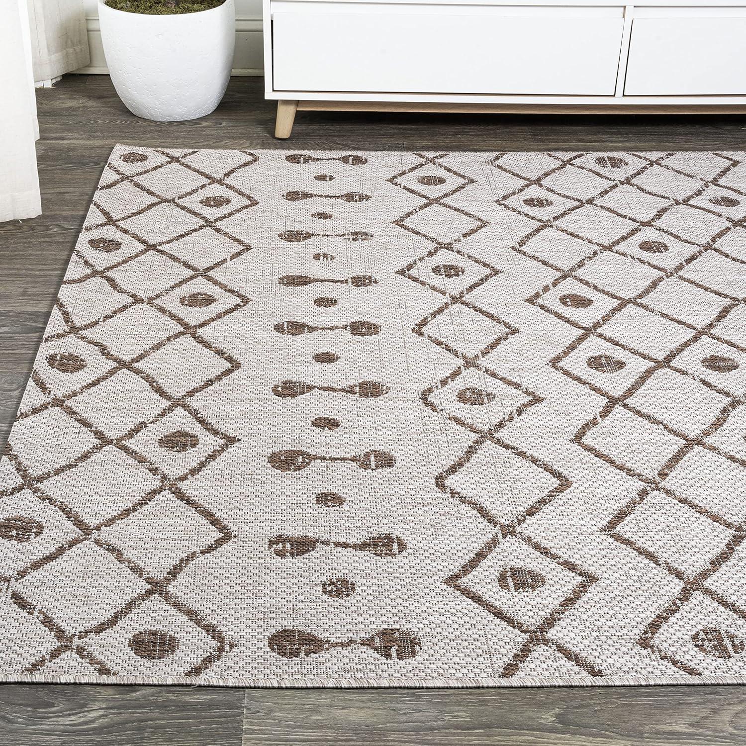 image:imageJONATHAN Y Tribal Bohemian Indoor Outdoor Area Rug 3X5 BrownBeige Nokat for Backyard Patio Porch EasyCleaning High Traffic PetFriendly NonShedding SMB131B3BeigeBrown