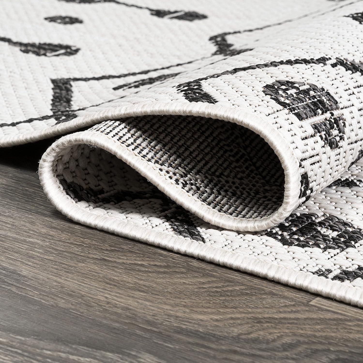 image:imageJONATHAN Y Tribal Bohemian Indoor Outdoor Area Rug 3X5 BrownBeige Nokat for Backyard Patio Porch EasyCleaning High Traffic PetFriendly NonShedding SMB131B3IvoryBlack
