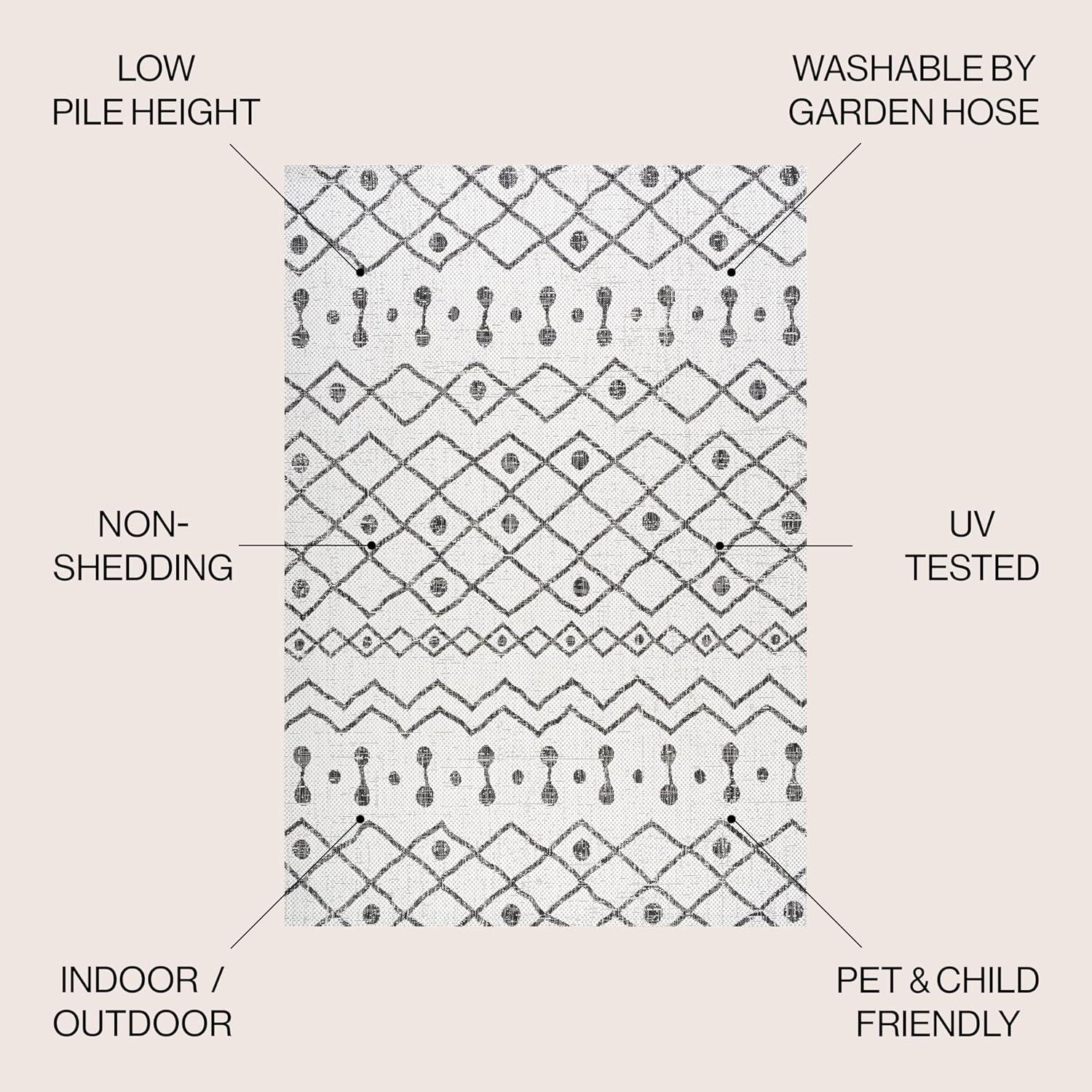 image:imageJONATHAN Y Tribal Bohemian Indoor Outdoor Area Rug 3X5 BrownBeige Nokat for Backyard Patio Porch EasyCleaning High Traffic PetFriendly NonShedding SMB131B3IvoryBlack