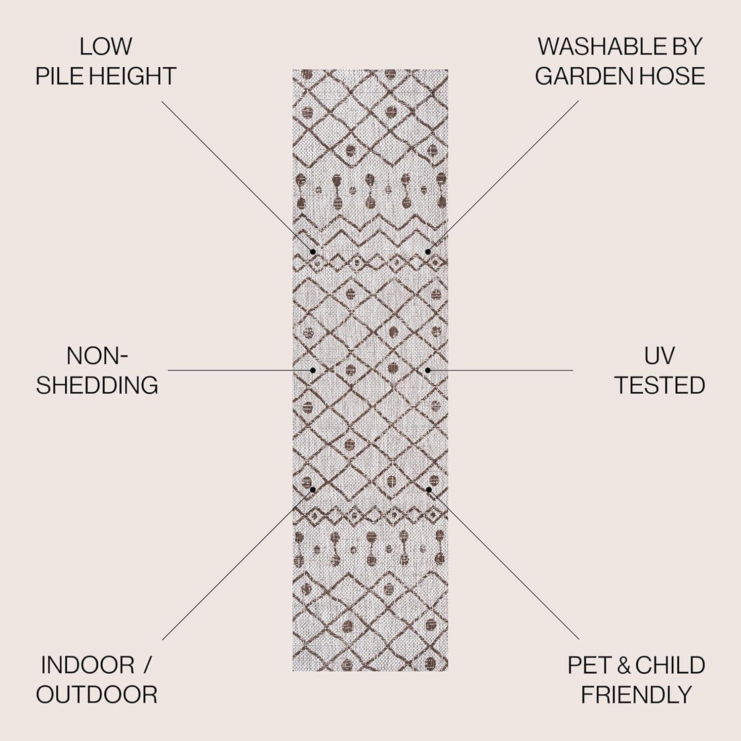image:imageJONATHAN Y Tribal Bohemian Indoor Outdoor Area Rug 3X5 BrownBeige Nokat for Backyard Patio Porch EasyCleaning High Traffic PetFriendly NonShedding SMB131B3BeigeBrown
