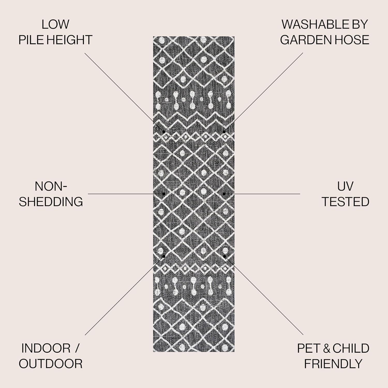 image:imageJONATHAN Y Tribal Bohemian Indoor Outdoor Area Rug 3X5 BrownBeige Nokat for Backyard Patio Porch EasyCleaning High Traffic PetFriendly NonShedding SMB131B3BlackIvory
