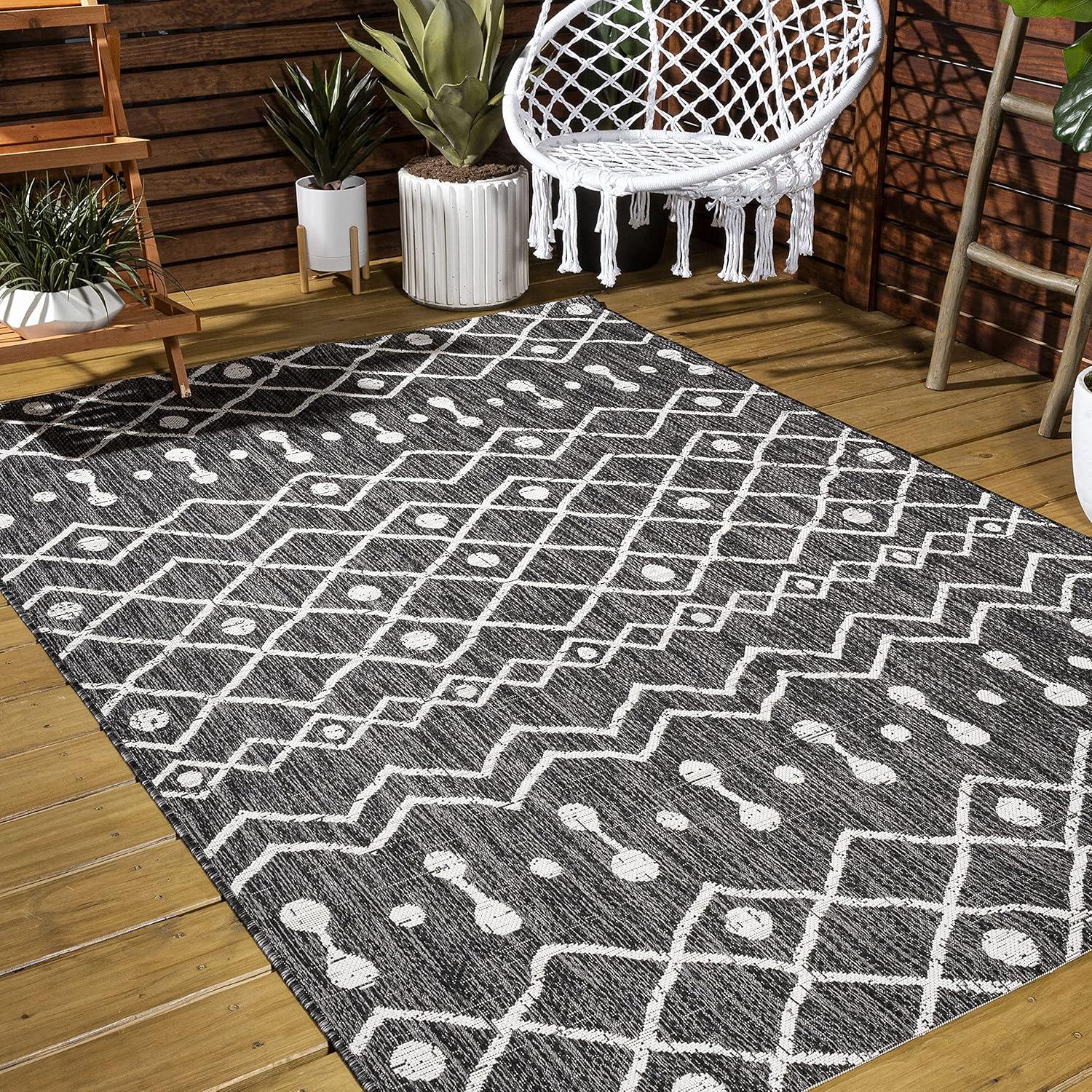 image:imageJONATHAN Y Tribal Bohemian Indoor Outdoor Area Rug 3X5 BrownBeige Nokat for Backyard Patio Porch EasyCleaning High Traffic PetFriendly NonShedding SMB131B3BlackIvory