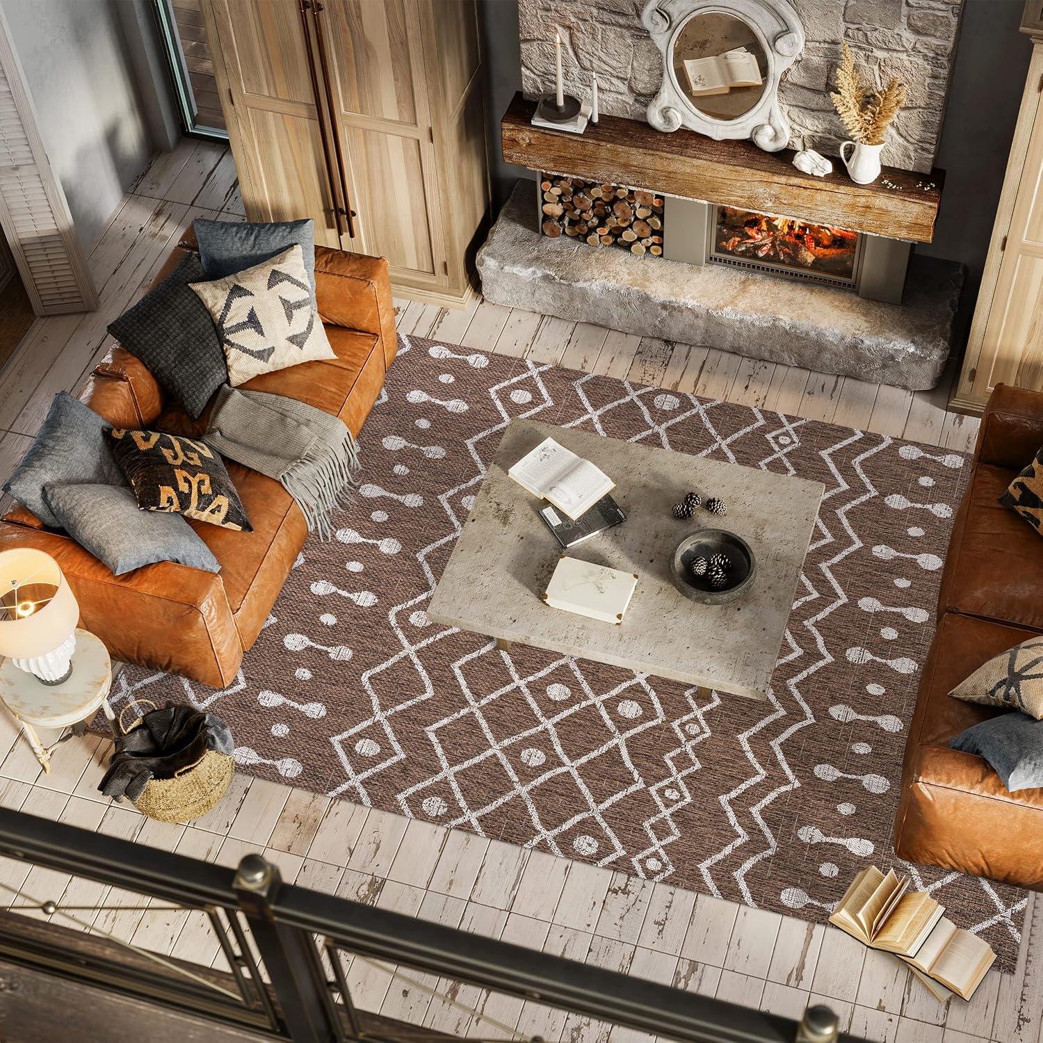 image:imageJONATHAN Y Tribal Bohemian Indoor Outdoor Area Rug 3X5 BrownBeige Nokat for Backyard Patio Porch EasyCleaning High Traffic PetFriendly NonShedding SMB131B3BrownBeige