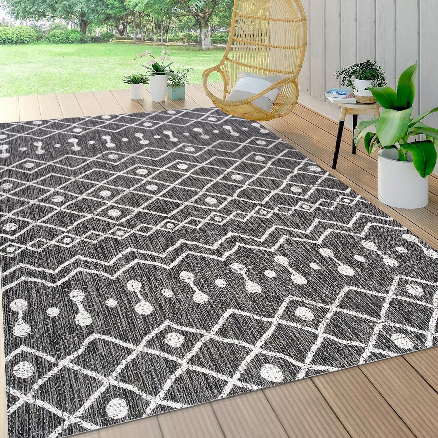 image:imageJONATHAN Y Tribal Bohemian Indoor Outdoor Area Rug 3X5 BrownBeige Nokat for Backyard Patio Porch EasyCleaning High Traffic PetFriendly NonShedding SMB131B3BlackIvory