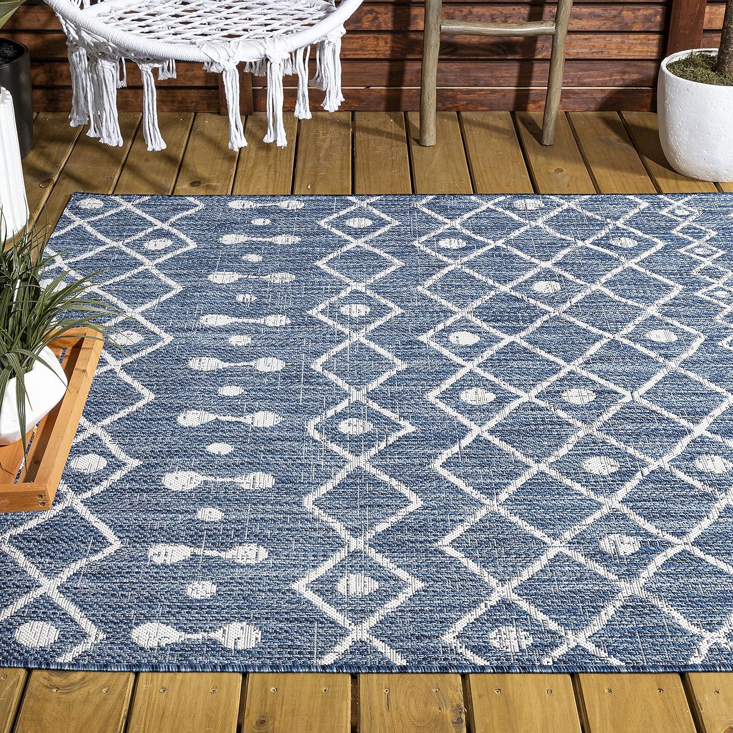 image:imageJONATHAN Y Tribal Bohemian Indoor Outdoor Area Rug 3X5 BrownBeige Nokat for Backyard Patio Porch EasyCleaning High Traffic PetFriendly NonShedding SMB131B3BlueIvory