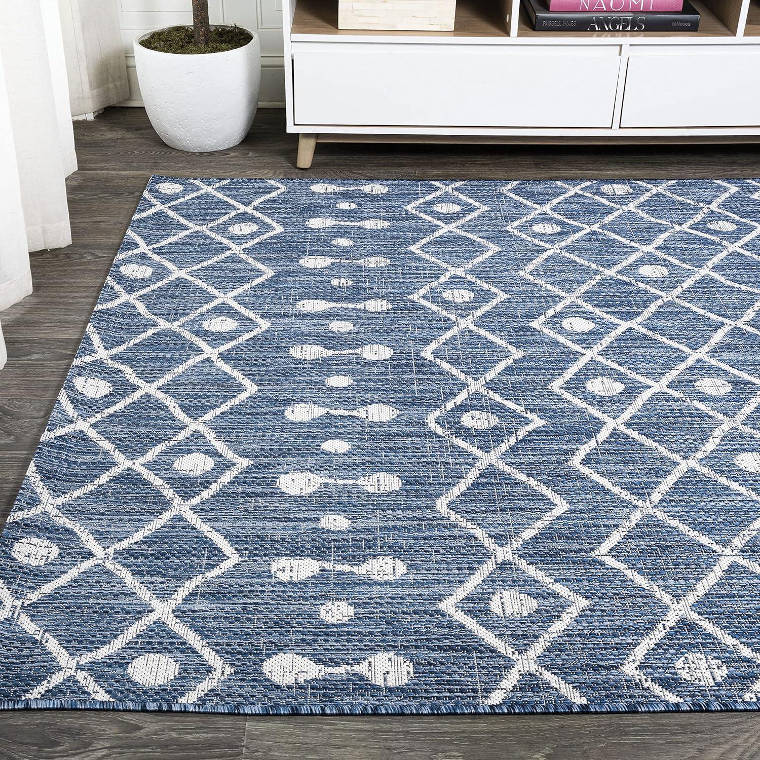 image:imageJONATHAN Y Tribal Bohemian Indoor Outdoor Area Rug 3X5 BrownBeige Nokat for Backyard Patio Porch EasyCleaning High Traffic PetFriendly NonShedding SMB131B3BlueIvory