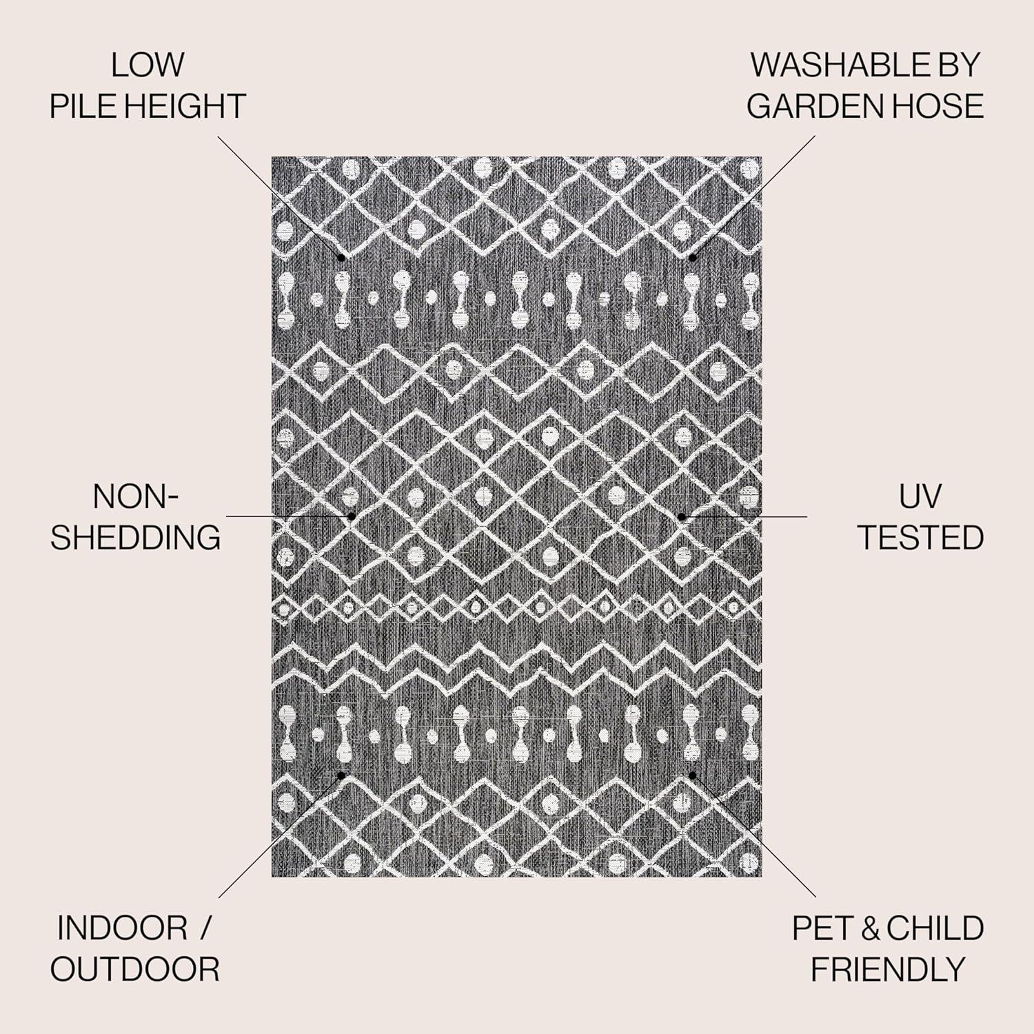 image:imageJONATHAN Y Tribal Bohemian Indoor Outdoor Area Rug 3X5 BrownBeige Nokat for Backyard Patio Porch EasyCleaning High Traffic PetFriendly NonShedding SMB131B3BlackIvory