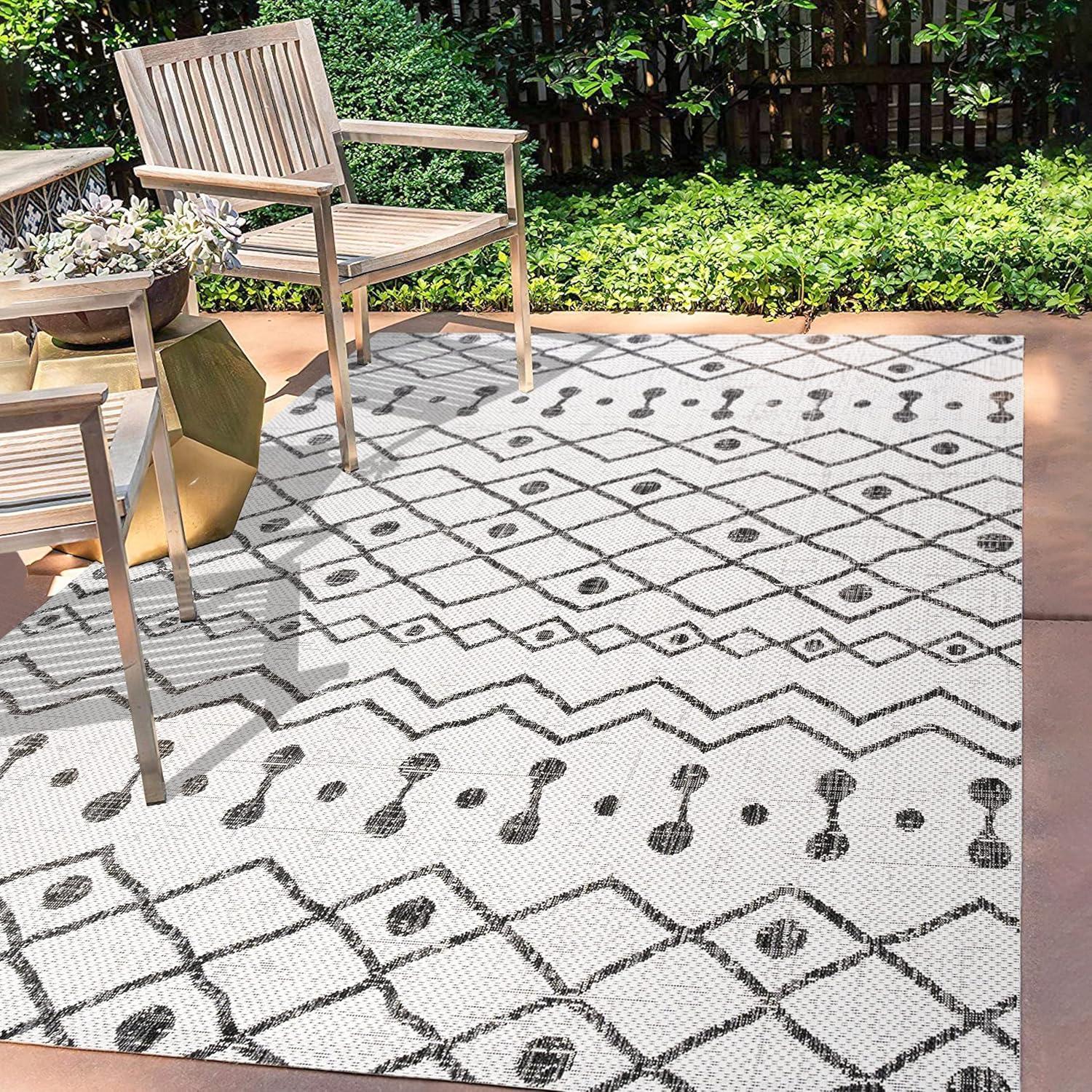image:imageJONATHAN Y Tribal Bohemian Indoor Outdoor Area Rug 3X5 BrownBeige Nokat for Backyard Patio Porch EasyCleaning High Traffic PetFriendly NonShedding SMB131B3IvoryBlack