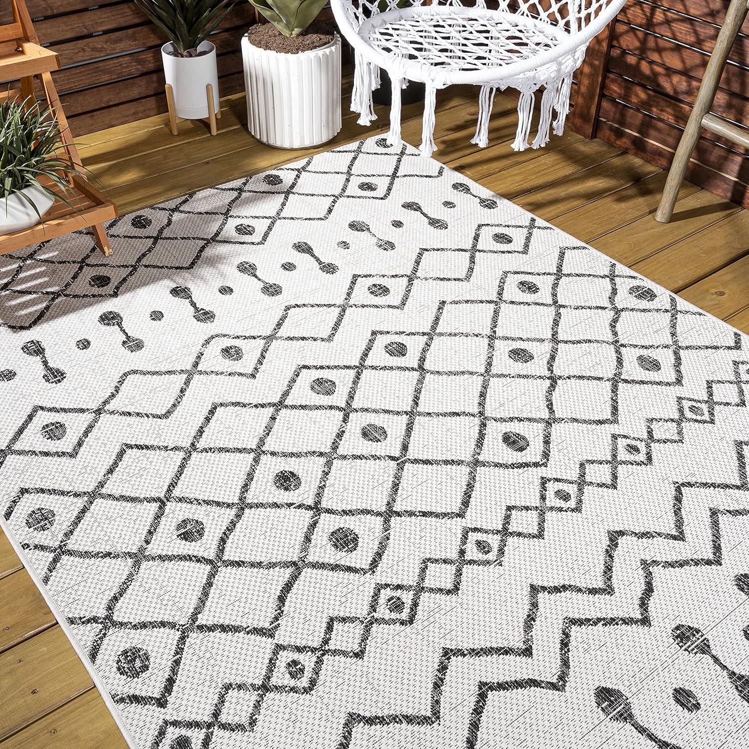 image:imageJONATHAN Y Tribal Bohemian Indoor Outdoor Area Rug 3X5 BrownBeige Nokat for Backyard Patio Porch EasyCleaning High Traffic PetFriendly NonShedding SMB131B3IvoryBlack