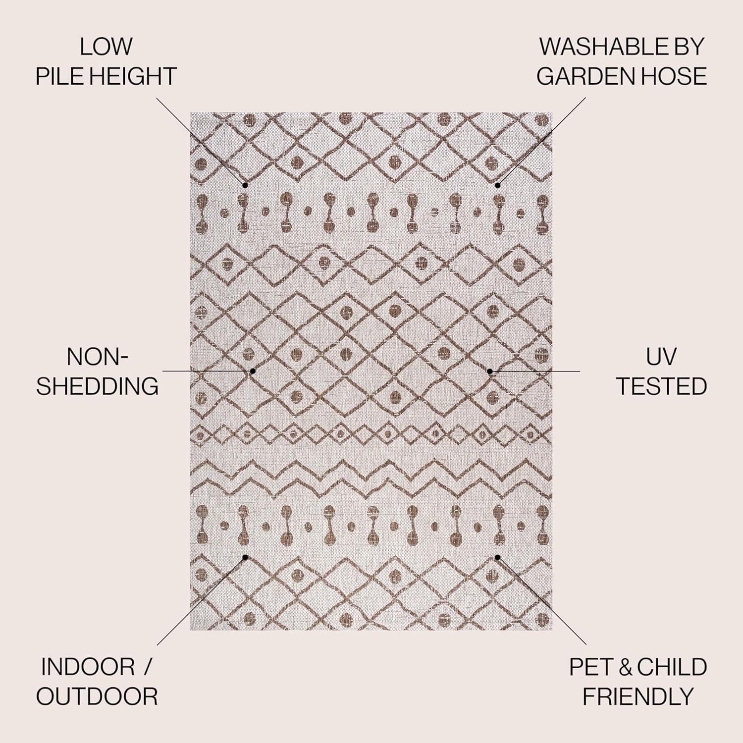 image:imageJONATHAN Y Tribal Bohemian Indoor Outdoor Area Rug 3X5 BrownBeige Nokat for Backyard Patio Porch EasyCleaning High Traffic PetFriendly NonShedding SMB131B3BeigeBrown