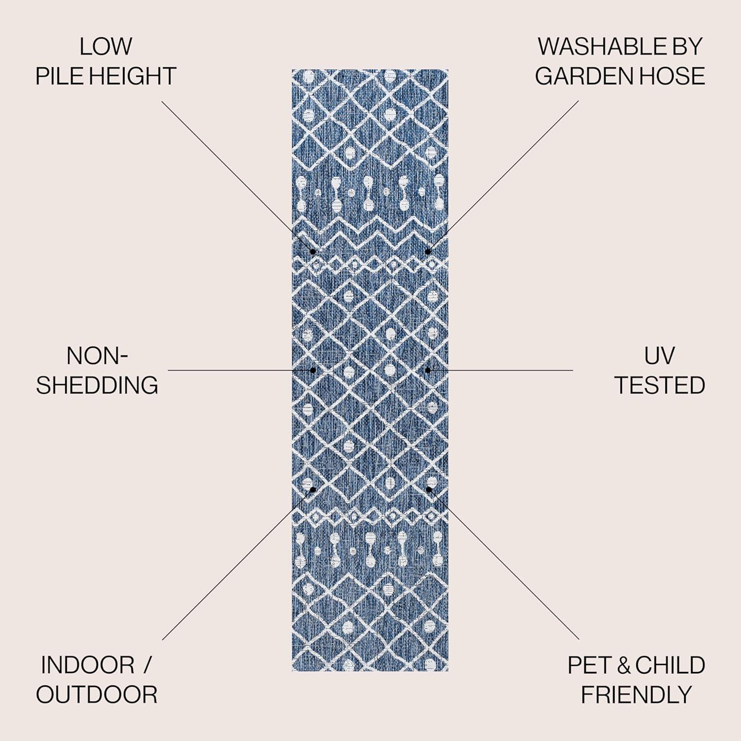 image:imageJONATHAN Y Tribal Bohemian Indoor Outdoor Area Rug 3X5 BrownBeige Nokat for Backyard Patio Porch EasyCleaning High Traffic PetFriendly NonShedding SMB131B3BlueIvory