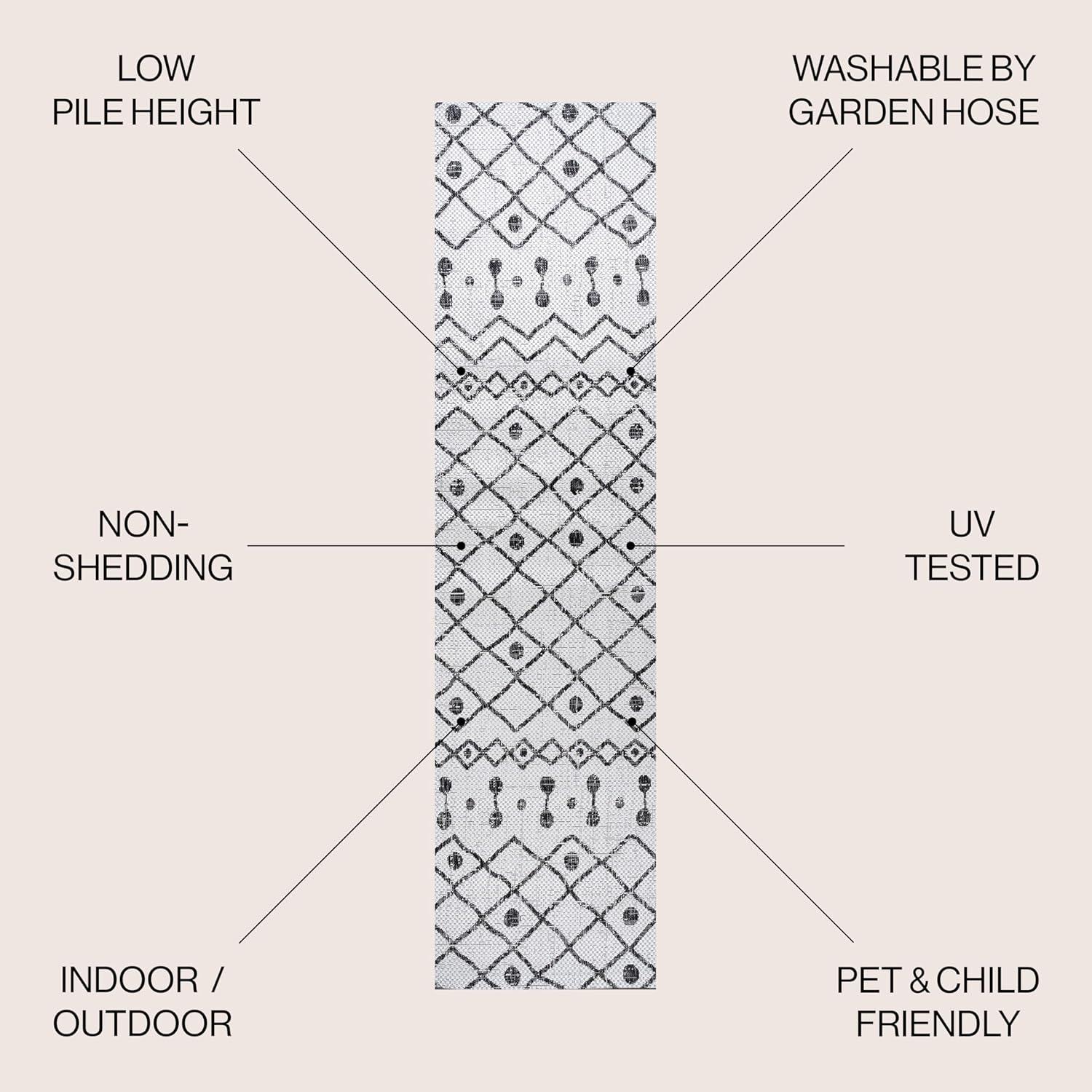 image:imageJONATHAN Y Tribal Bohemian Indoor Outdoor Area Rug 3X5 BrownBeige Nokat for Backyard Patio Porch EasyCleaning High Traffic PetFriendly NonShedding SMB131B3IvoryBlack