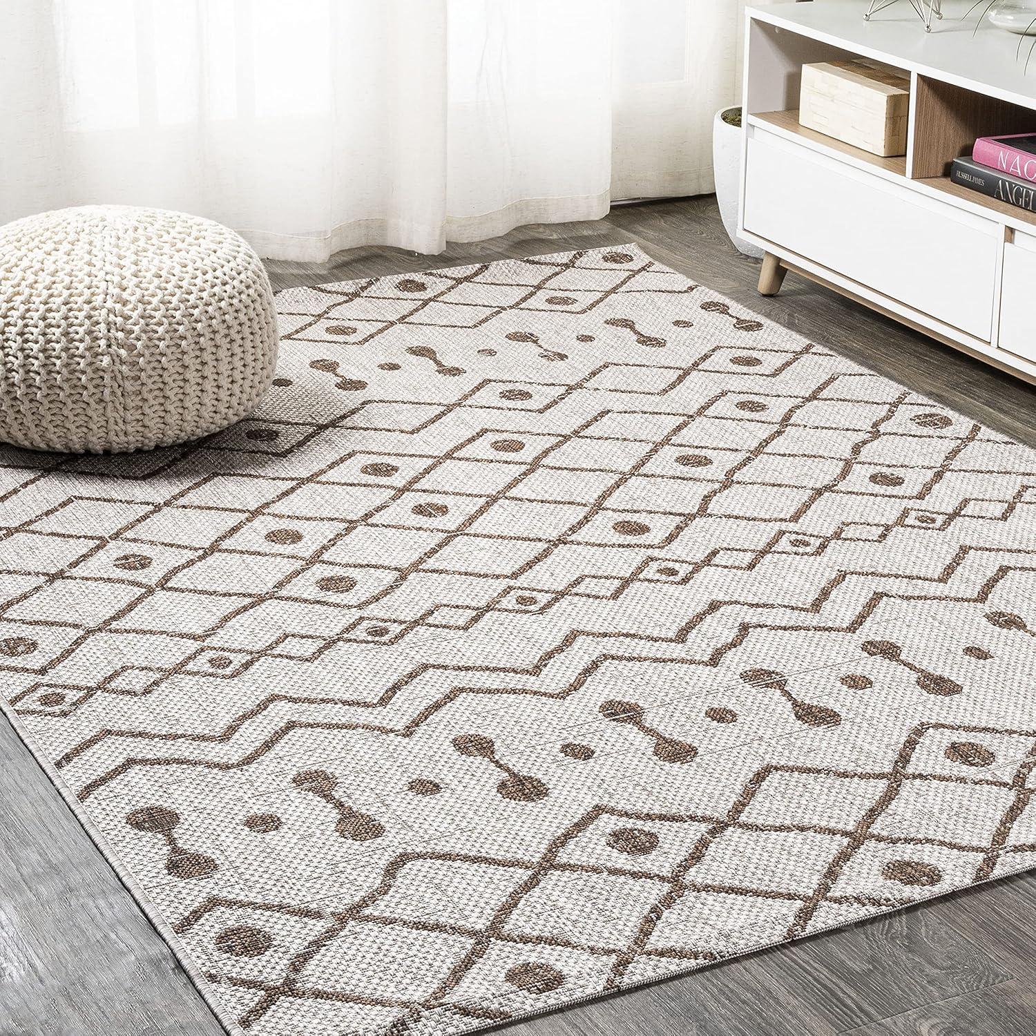 image:imageJONATHAN Y Tribal Bohemian Indoor Outdoor Area Rug 3X5 BrownBeige Nokat for Backyard Patio Porch EasyCleaning High Traffic PetFriendly NonShedding SMB131B3BeigeBrown