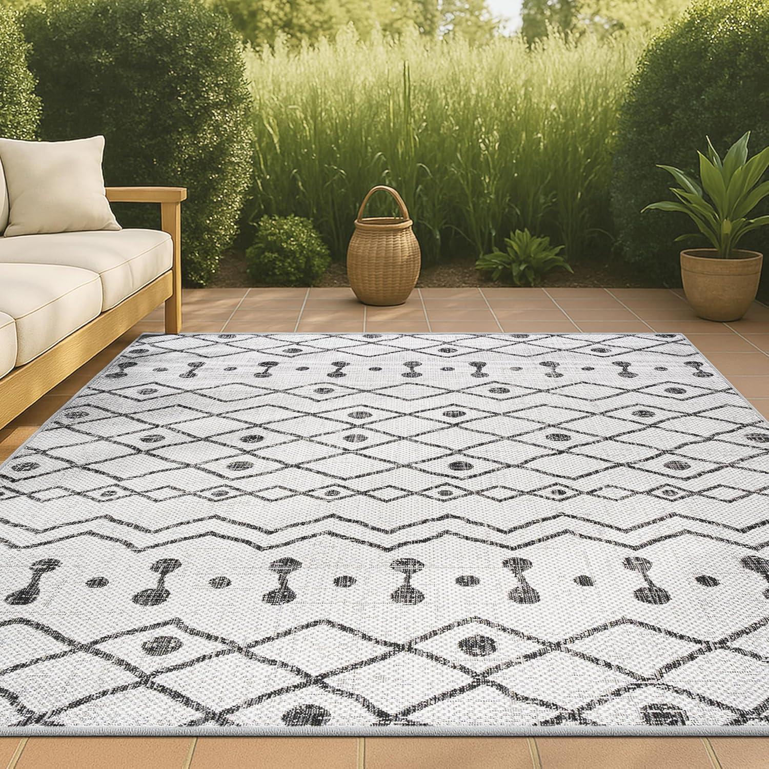image:imageJONATHAN Y Tribal Bohemian Indoor Outdoor Area Rug 3X5 BrownBeige Nokat for Backyard Patio Porch EasyCleaning High Traffic PetFriendly NonShedding SMB131B3IvoryBlack
