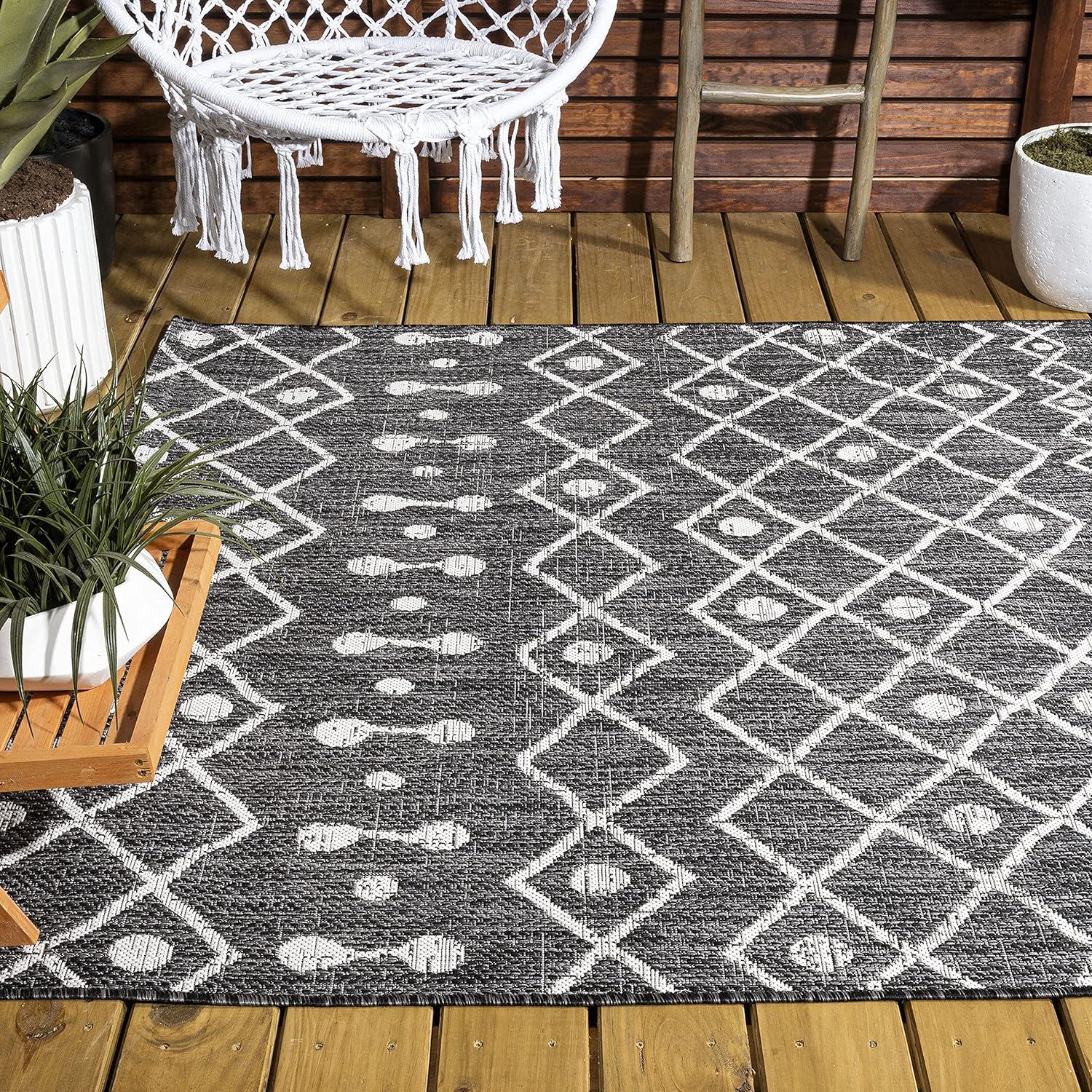 image:imageJONATHAN Y Tribal Bohemian Indoor Outdoor Area Rug 3X5 BrownBeige Nokat for Backyard Patio Porch EasyCleaning High Traffic PetFriendly NonShedding SMB131B3BlackIvory