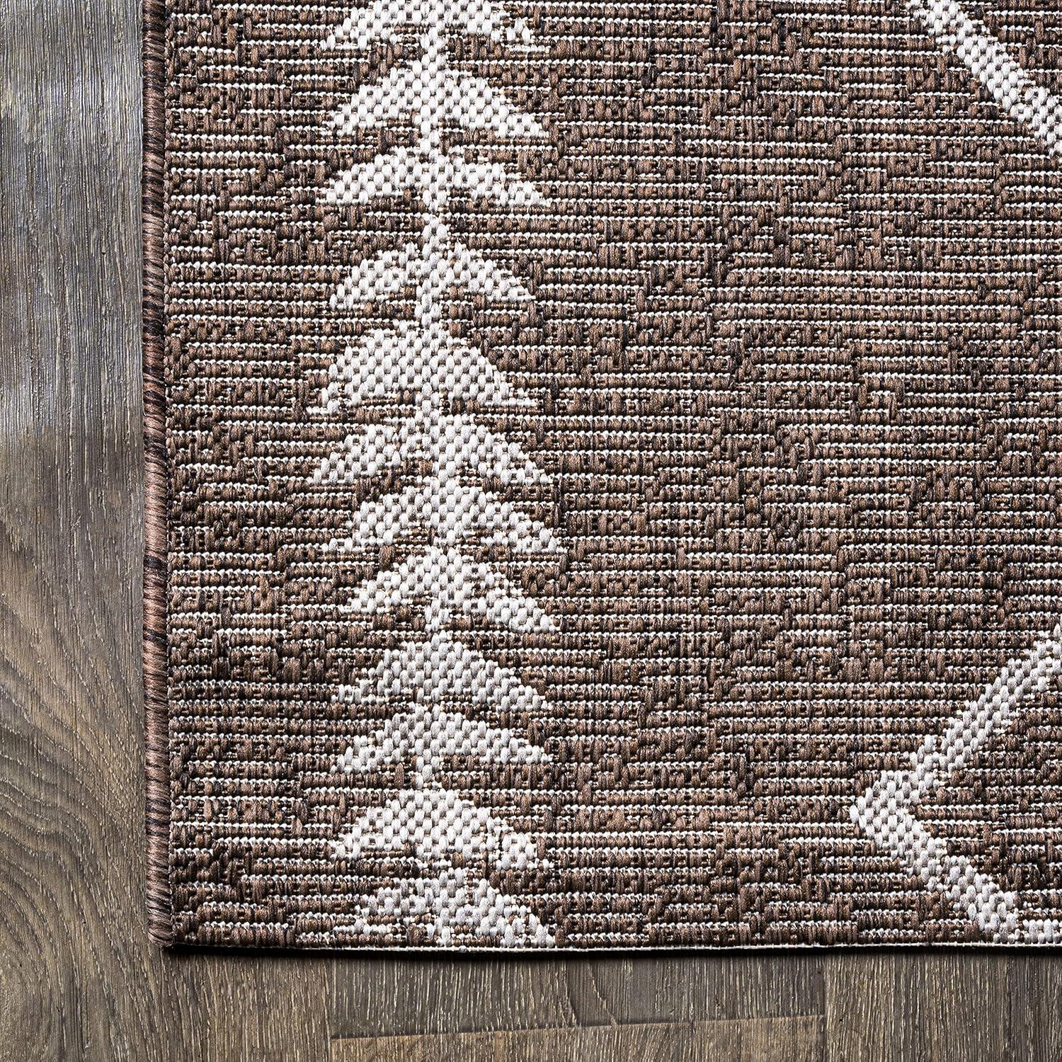 image:imageJONATHAN Y Tribal Diamond Trellis Indoor Outdoor Area Rug 3X5 BlackIvory Derya for Backyard Patio Porch EasyCleaning High Traffic PetFriendly NonShedding SMB129E3BrownBeige