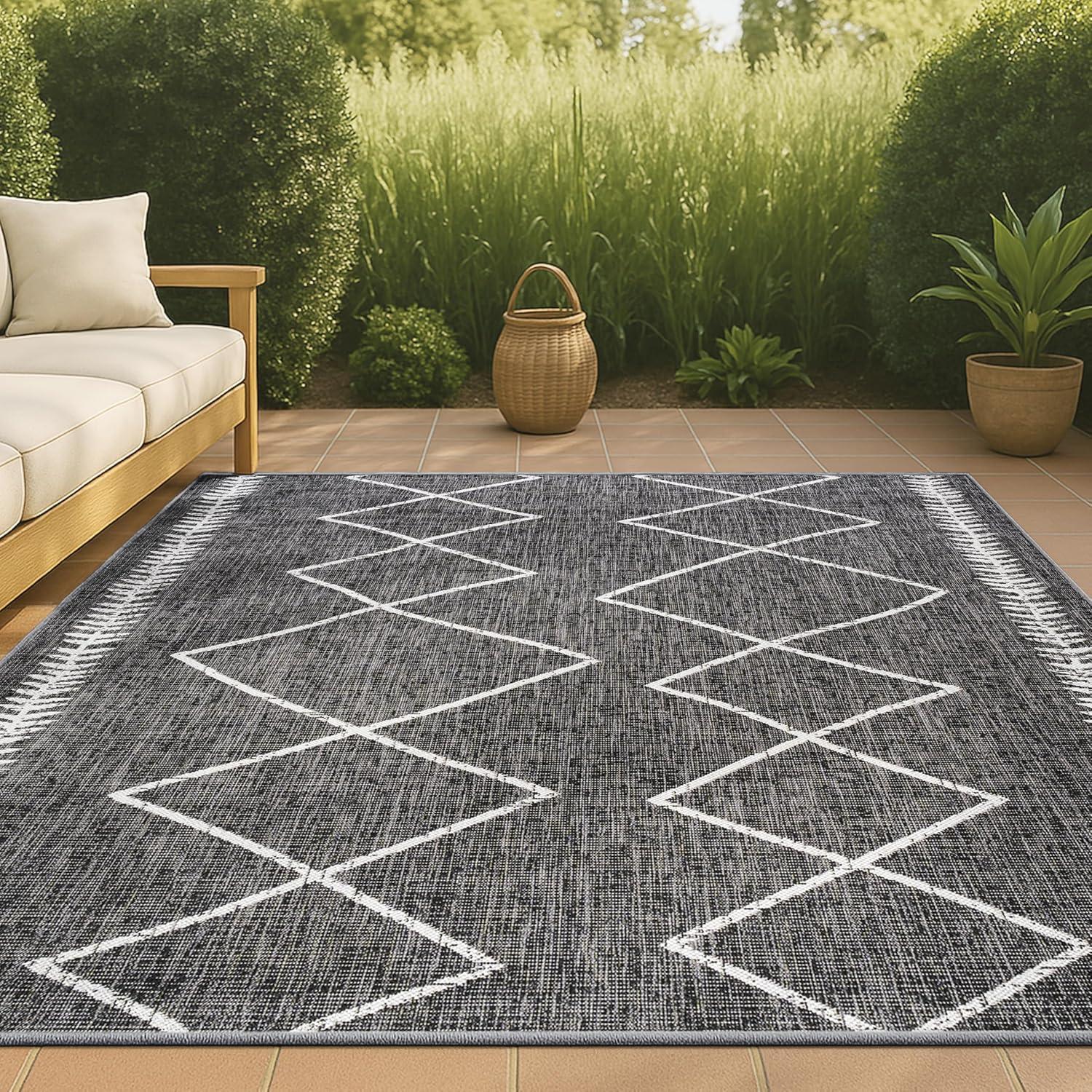 image:imageJONATHAN Y Tribal Diamond Trellis Indoor Outdoor Area Rug 3X5 BlackIvory Derya for Backyard Patio Porch EasyCleaning High Traffic PetFriendly NonShedding SMB129E3BlackIvory