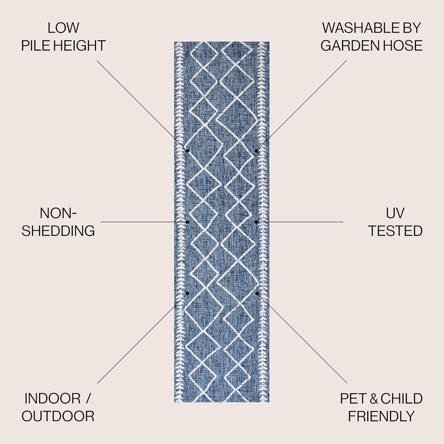 image:imageJONATHAN Y Tribal Diamond Trellis Indoor Outdoor Area Rug 3X5 BlackIvory Derya for Backyard Patio Porch EasyCleaning High Traffic PetFriendly NonShedding SMB129E3BlueIvory