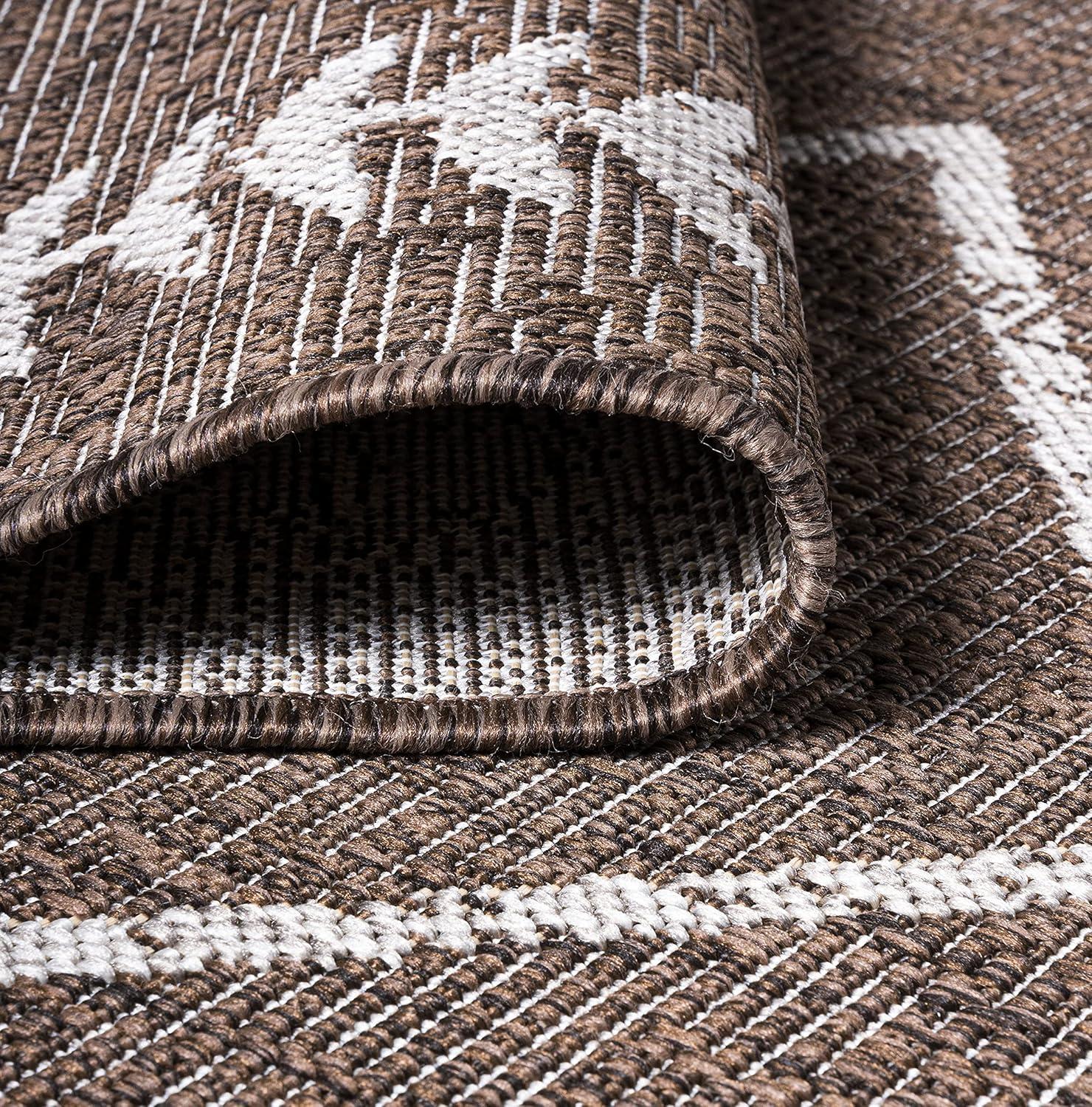 image:imageJONATHAN Y Tribal Diamond Trellis Indoor Outdoor Area Rug 3X5 BlackIvory Derya for Backyard Patio Porch EasyCleaning High Traffic PetFriendly NonShedding SMB129E3BrownBeige