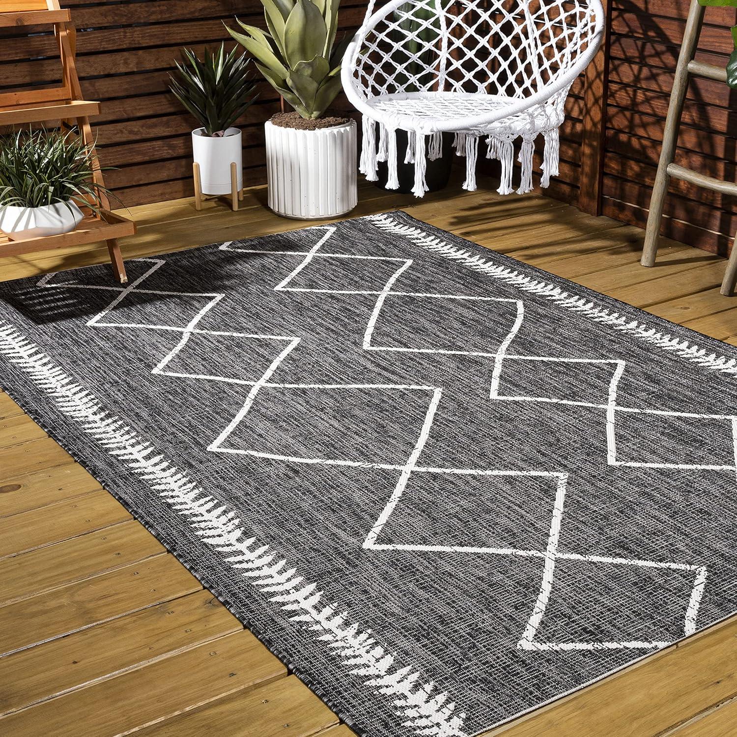 image:imageJONATHAN Y Tribal Diamond Trellis Indoor Outdoor Area Rug 3X5 BlackIvory Derya for Backyard Patio Porch EasyCleaning High Traffic PetFriendly NonShedding SMB129E3BlackIvory