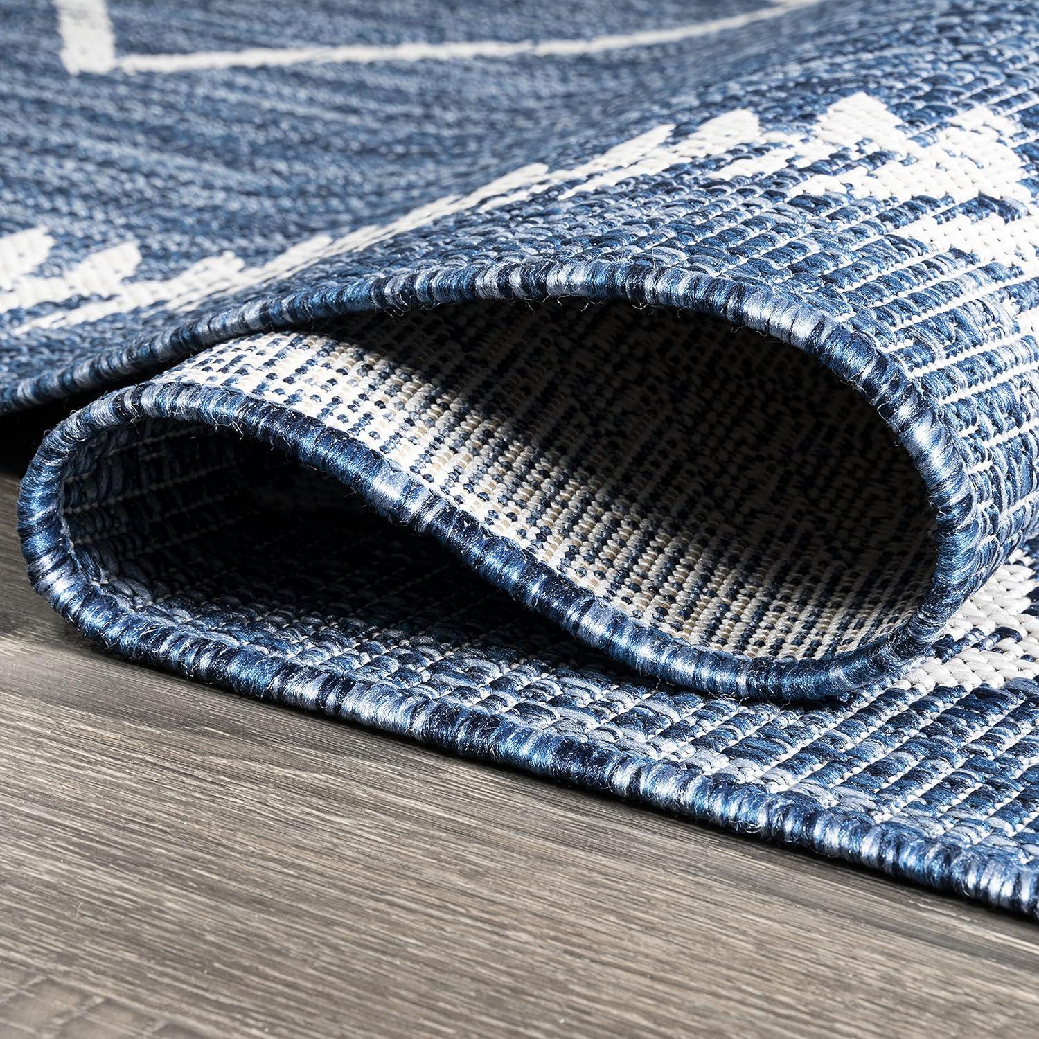 image:imageJONATHAN Y Tribal Diamond Trellis Indoor Outdoor Area Rug 3X5 BlackIvory Derya for Backyard Patio Porch EasyCleaning High Traffic PetFriendly NonShedding SMB129E3BlueIvory