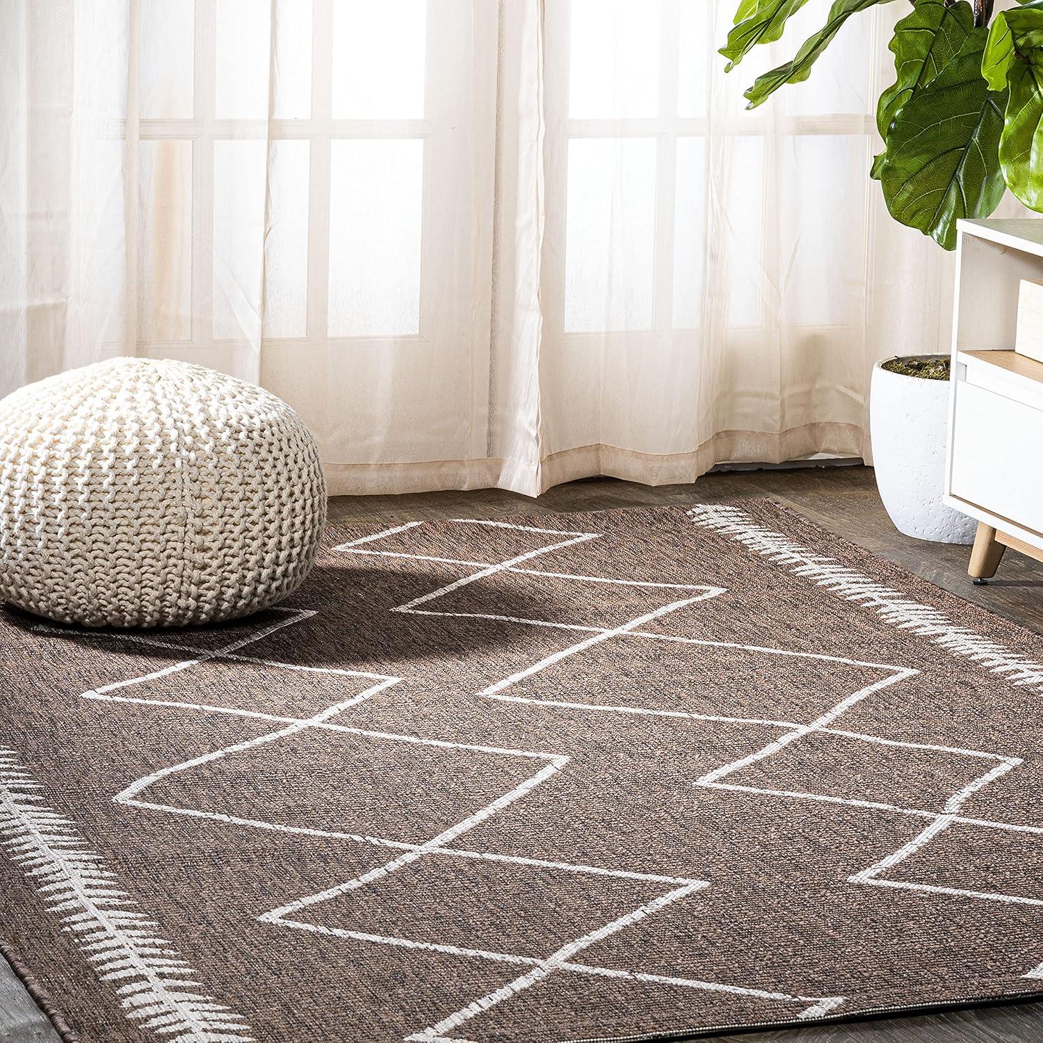 image:imageJONATHAN Y Tribal Diamond Trellis Indoor Outdoor Area Rug 3X5 BlackIvory Derya for Backyard Patio Porch EasyCleaning High Traffic PetFriendly NonShedding SMB129E3BrownBeige