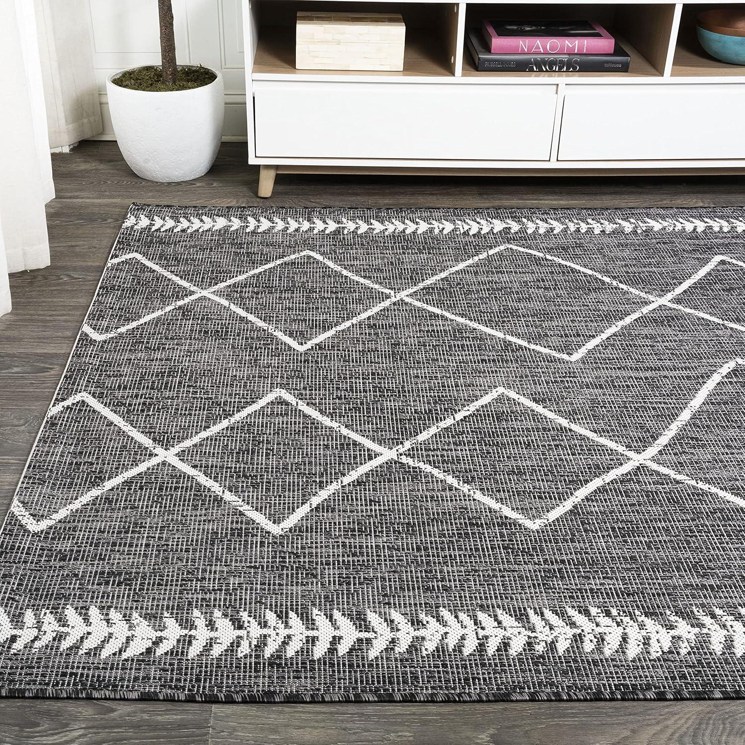 image:imageJONATHAN Y Tribal Diamond Trellis Indoor Outdoor Area Rug 3X5 BlackIvory Derya for Backyard Patio Porch EasyCleaning High Traffic PetFriendly NonShedding SMB129E3BlackIvory