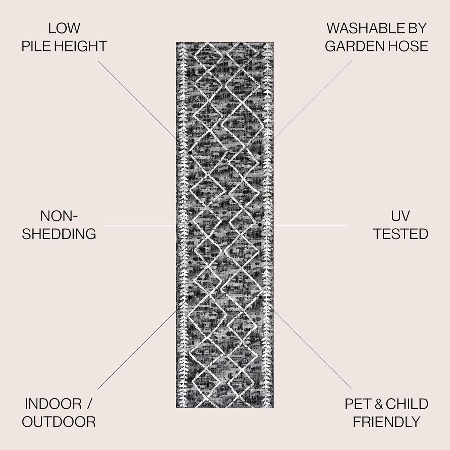 image:imageJONATHAN Y Tribal Diamond Trellis Indoor Outdoor Area Rug 3X5 BlackIvory Derya for Backyard Patio Porch EasyCleaning High Traffic PetFriendly NonShedding SMB129E3BlackIvory